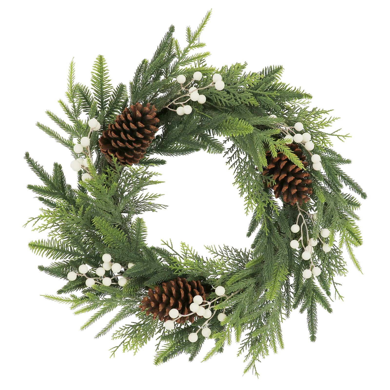 24&#x22; White Berry &#x26; Pinecone Wreath by Ashland&#xAE;