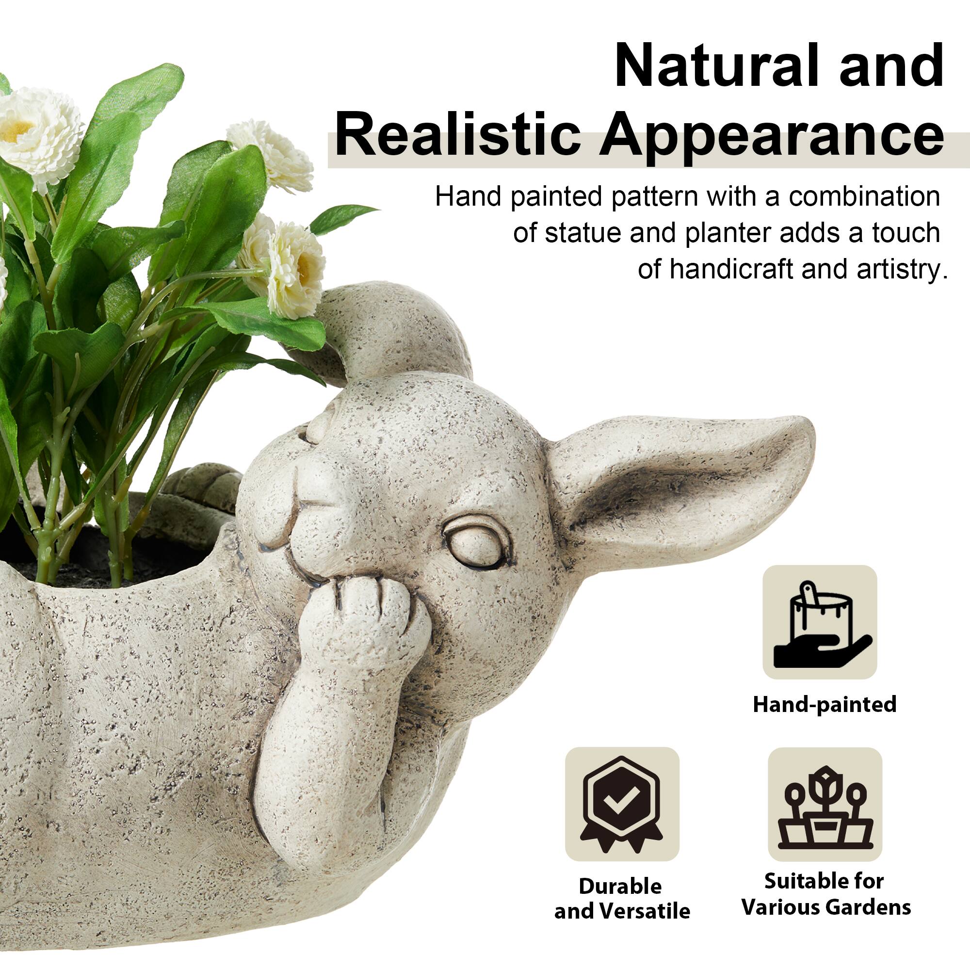 Glitzhome&#xAE; 14.25&#x22; Rabbit Statue Planter
