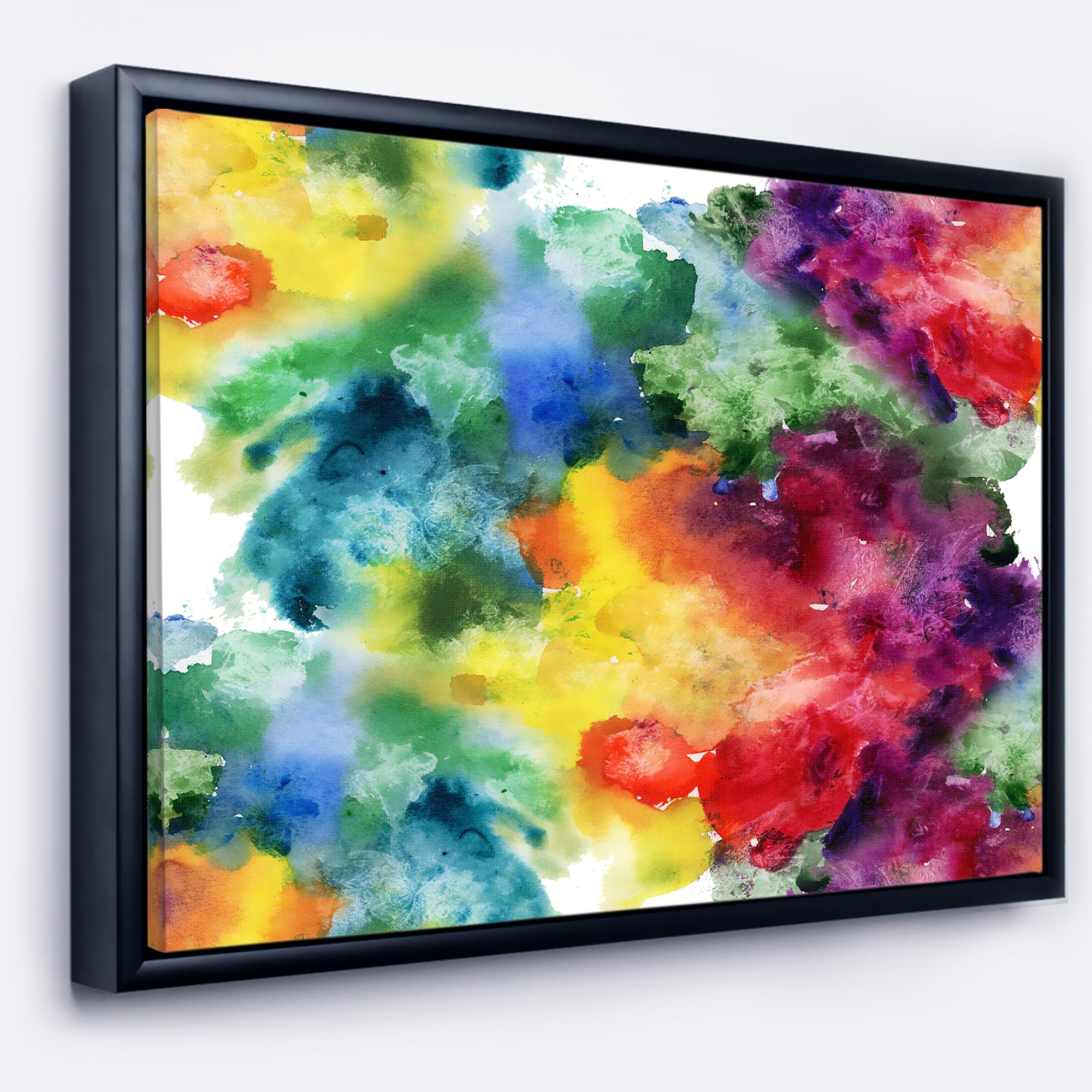 Designart - Abstract Watercolor Texture - Abstract Canvas Artwork in Black Frame