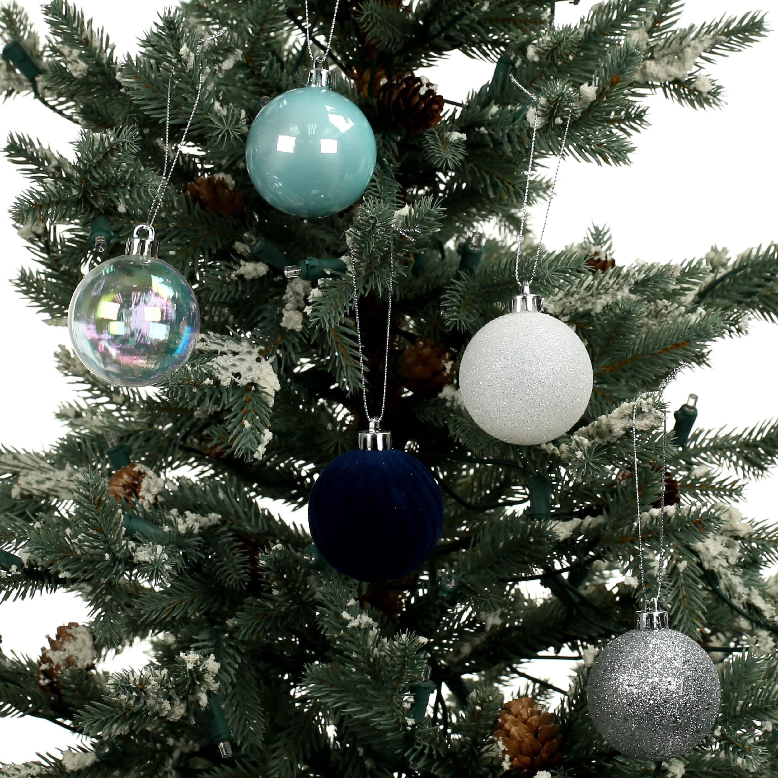 5 Pack 2.2&#x22; Blue &#x26; Silver Shatterproof Ball Ornaments by Ashland&#xAE;