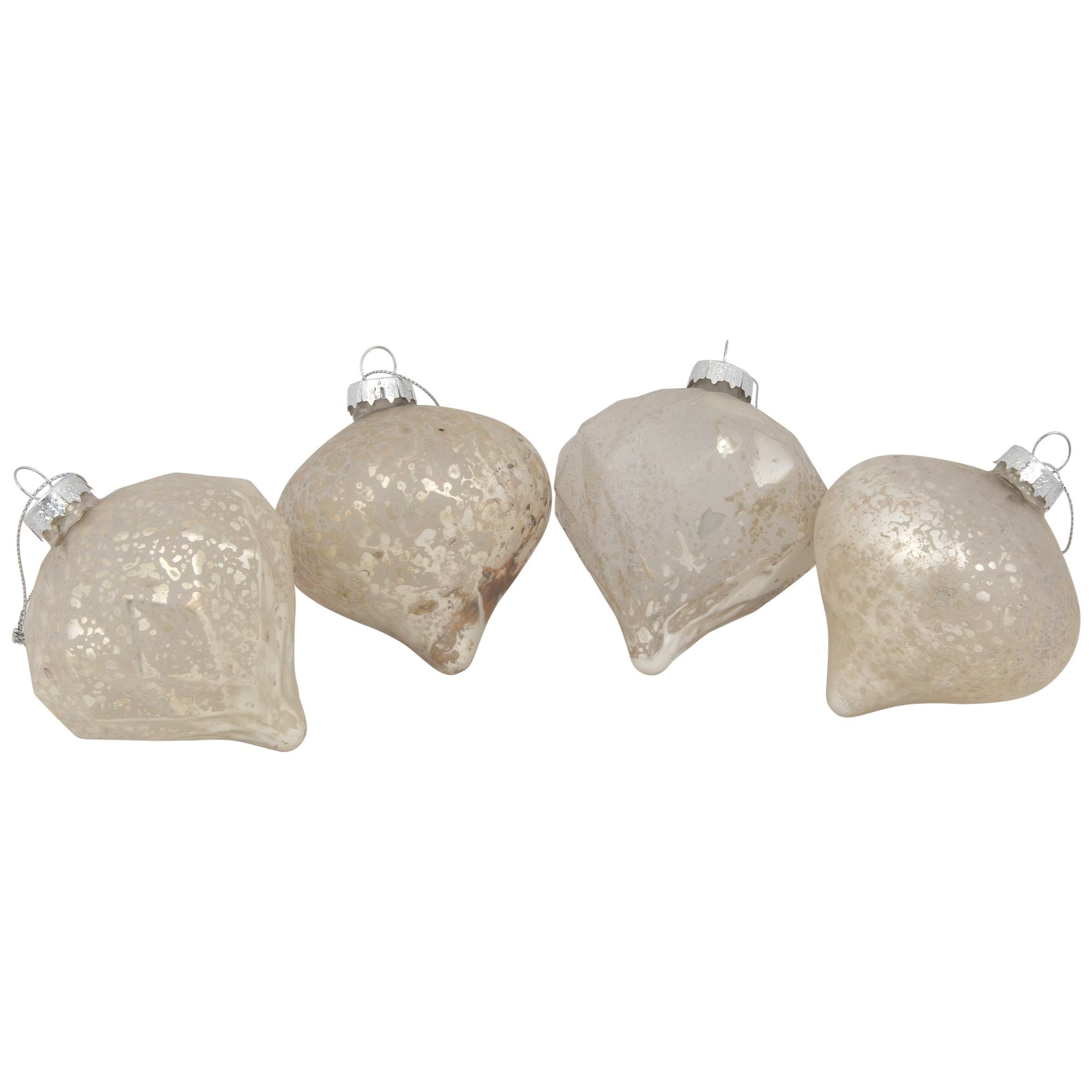 12ct. 3-Finish Champagne &#x26; Silver Glass Ornaments