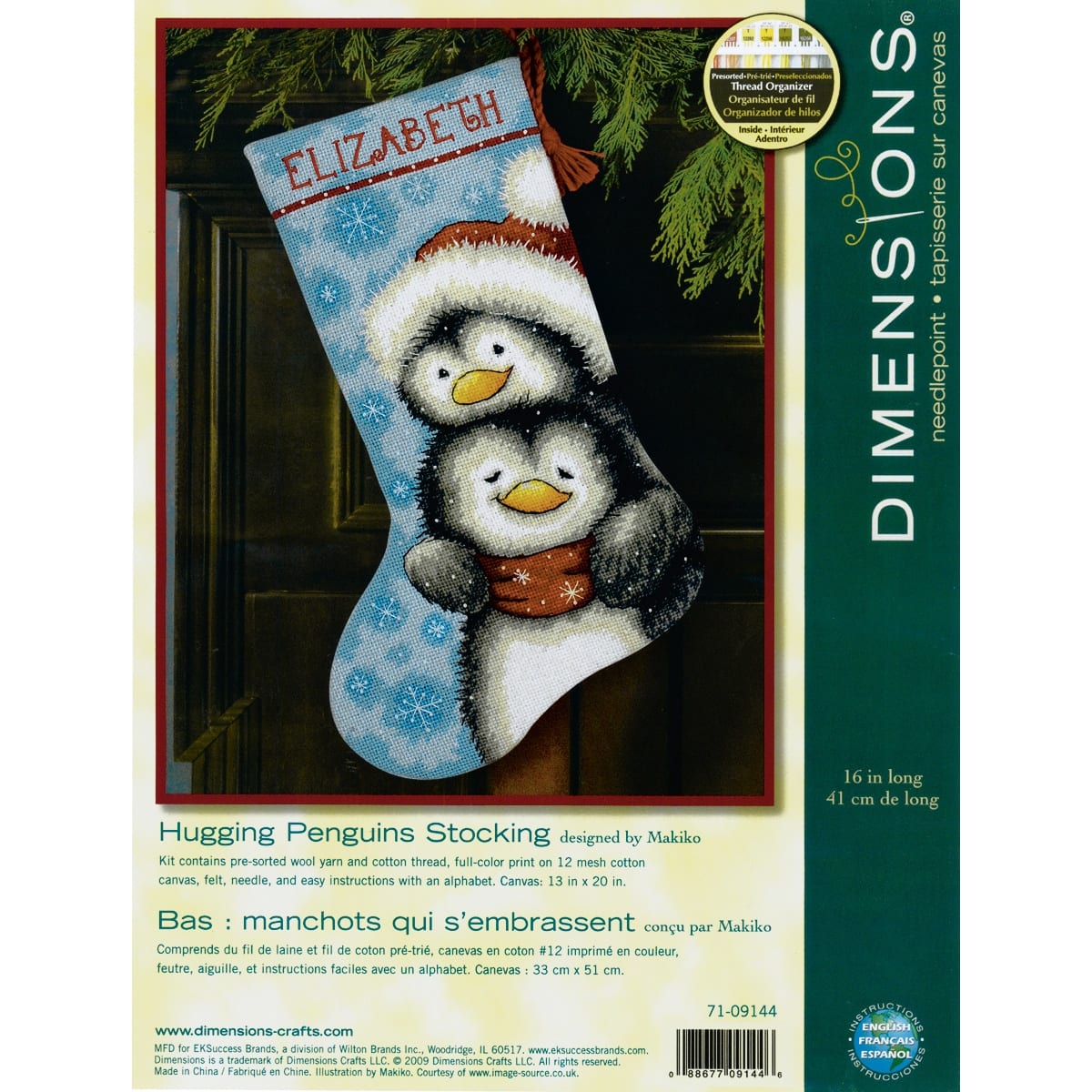 Dimensions&#xAE; Hugging Penguins Stocking Needlepoint Kit