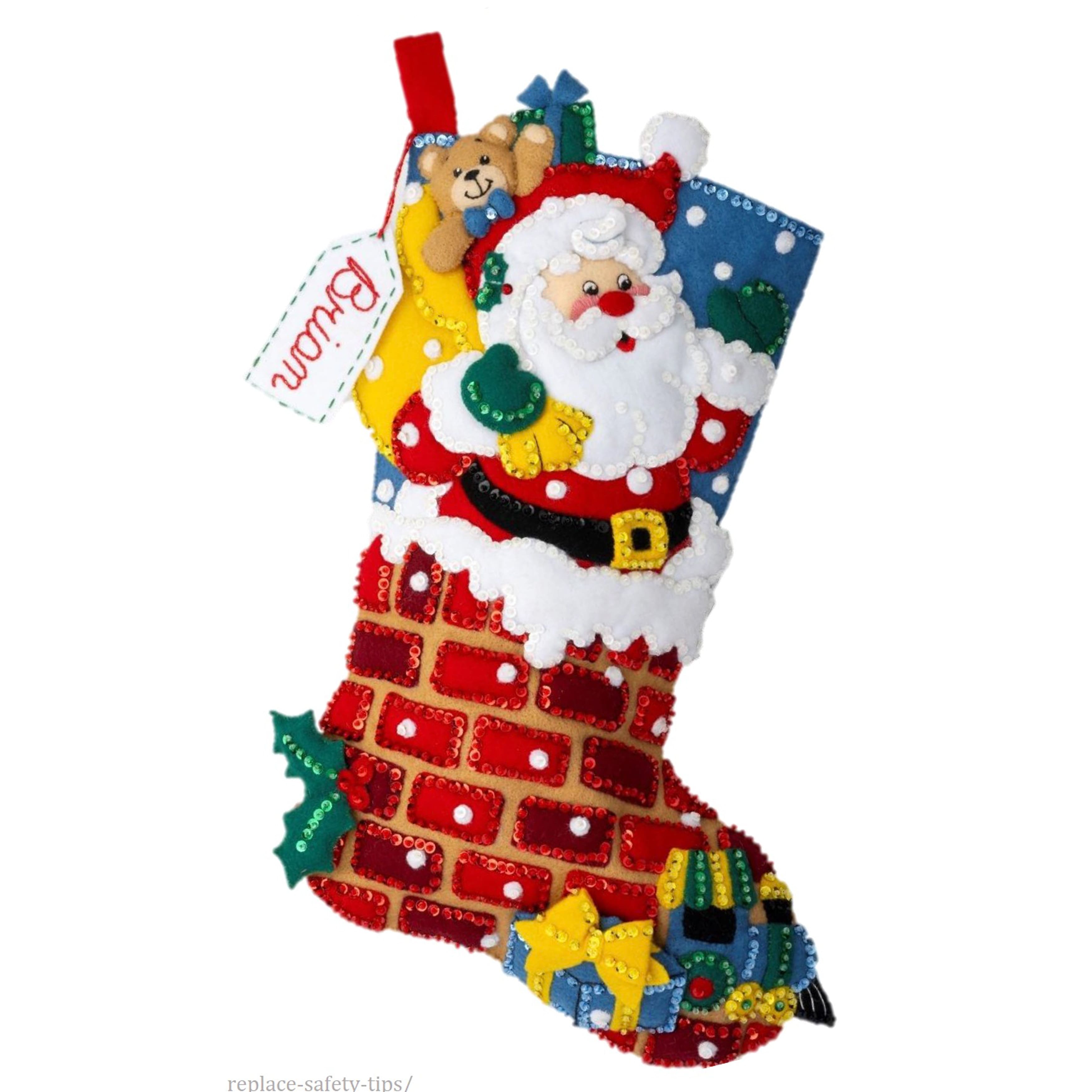 Bucilla Jolly Saint Nick Christmas Stocking - Felt Applique Kit