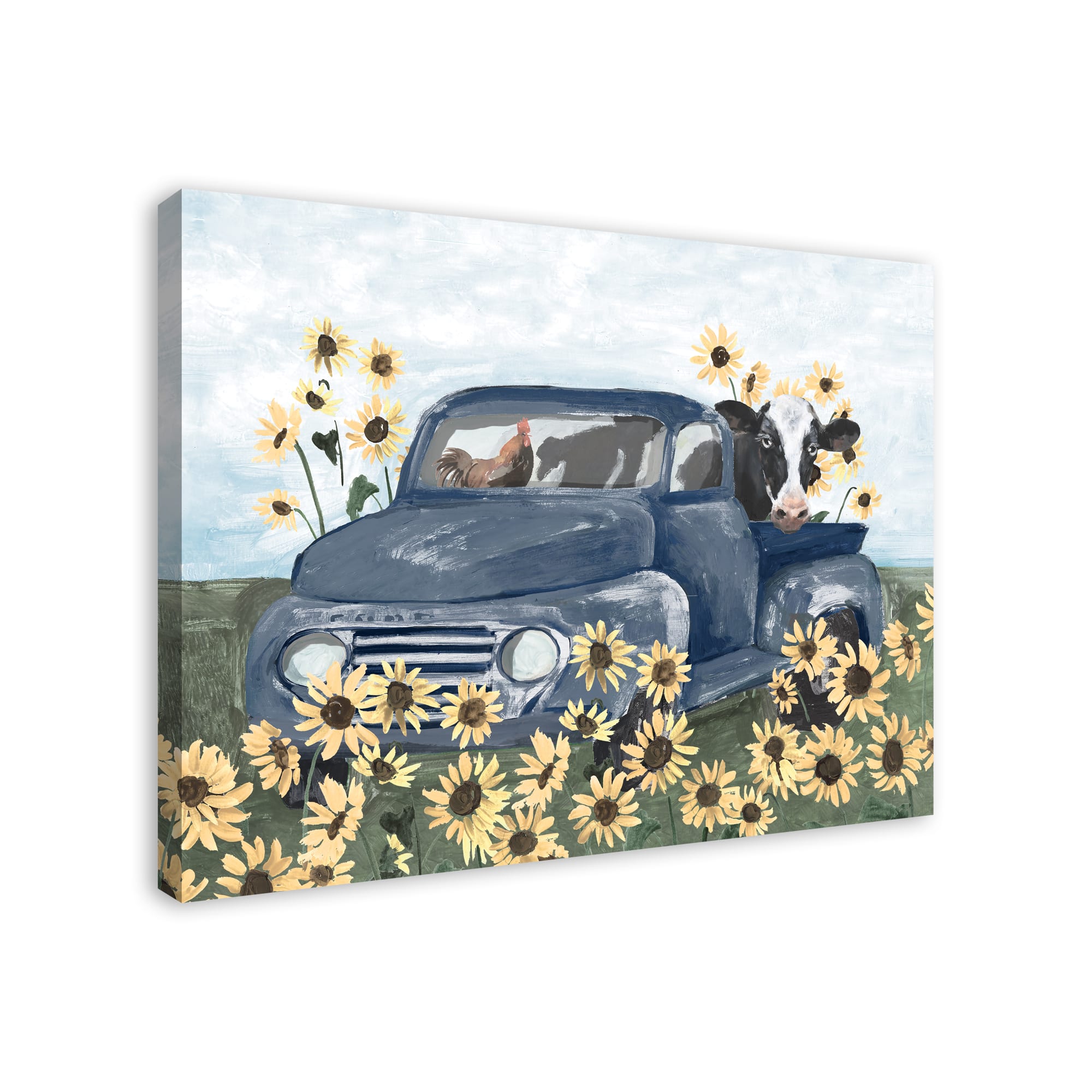 Farmhouse Animals in Truck 40" x 30" Canvas Wall Art