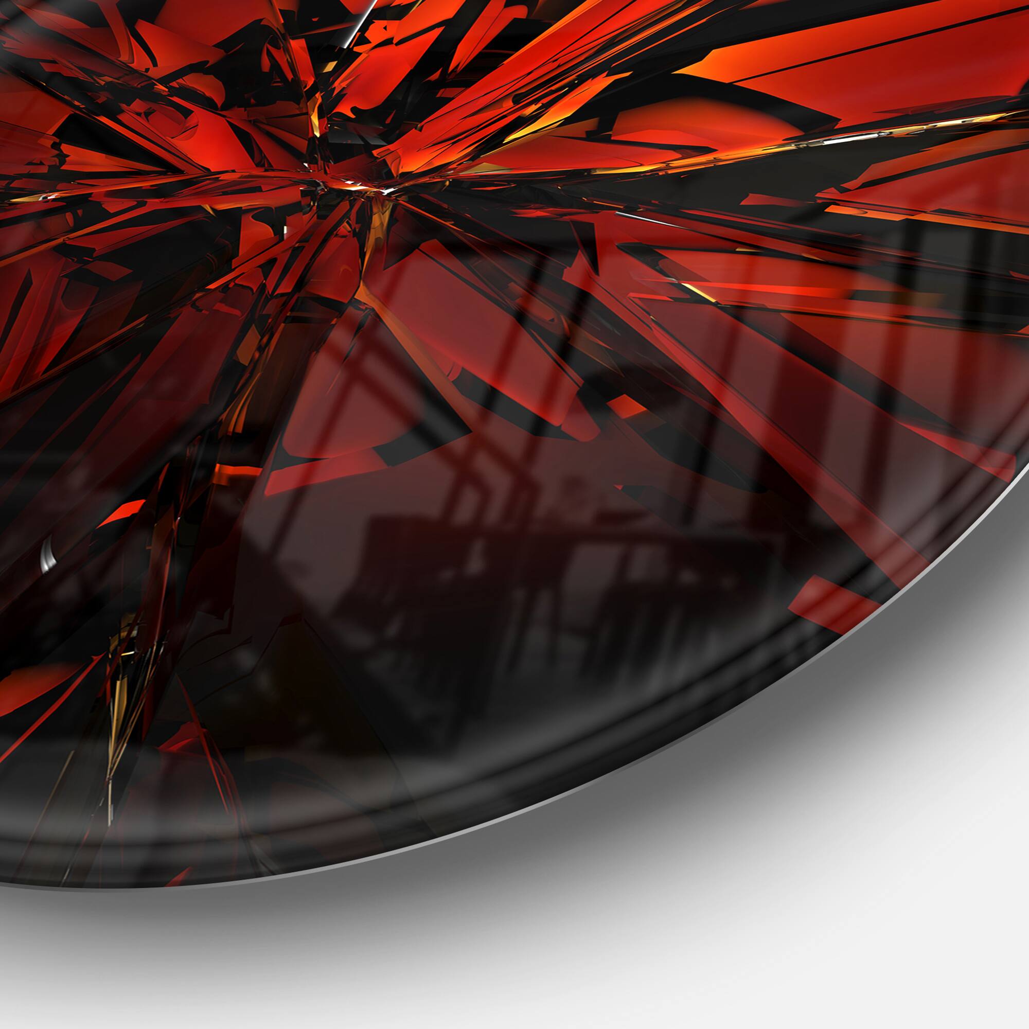 Designart - Beautiful Red 3D Crystal Design' Abstract Round Circle Metal Wall Art