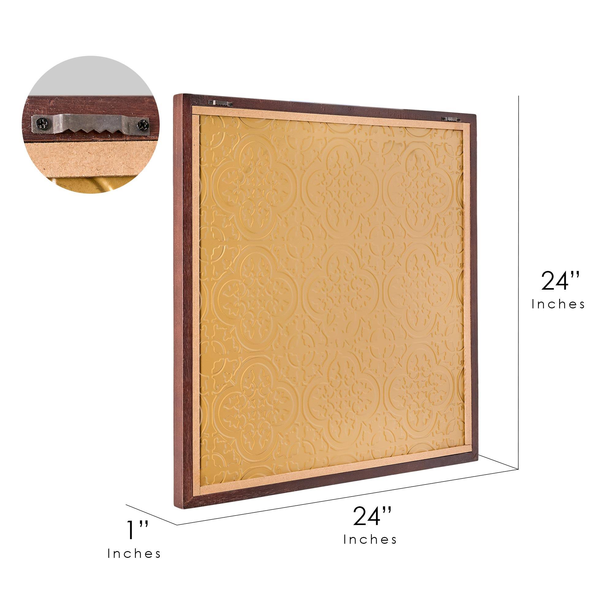American Art Decor Embossed and Framed Gold Tile Bar Wall Decor - 24&#x22; x 24&#x22; x 1&#x22;