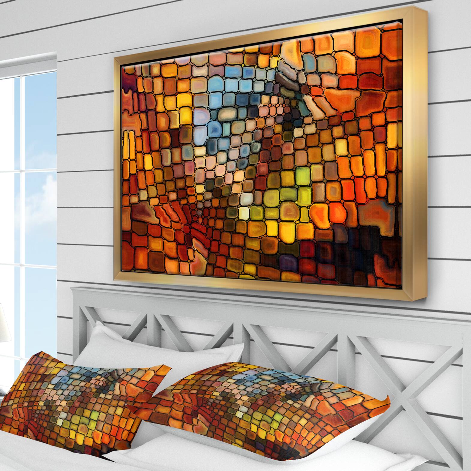 Designart - Dreaming of Stained Glass - Abstract Framed Canvas Artwork