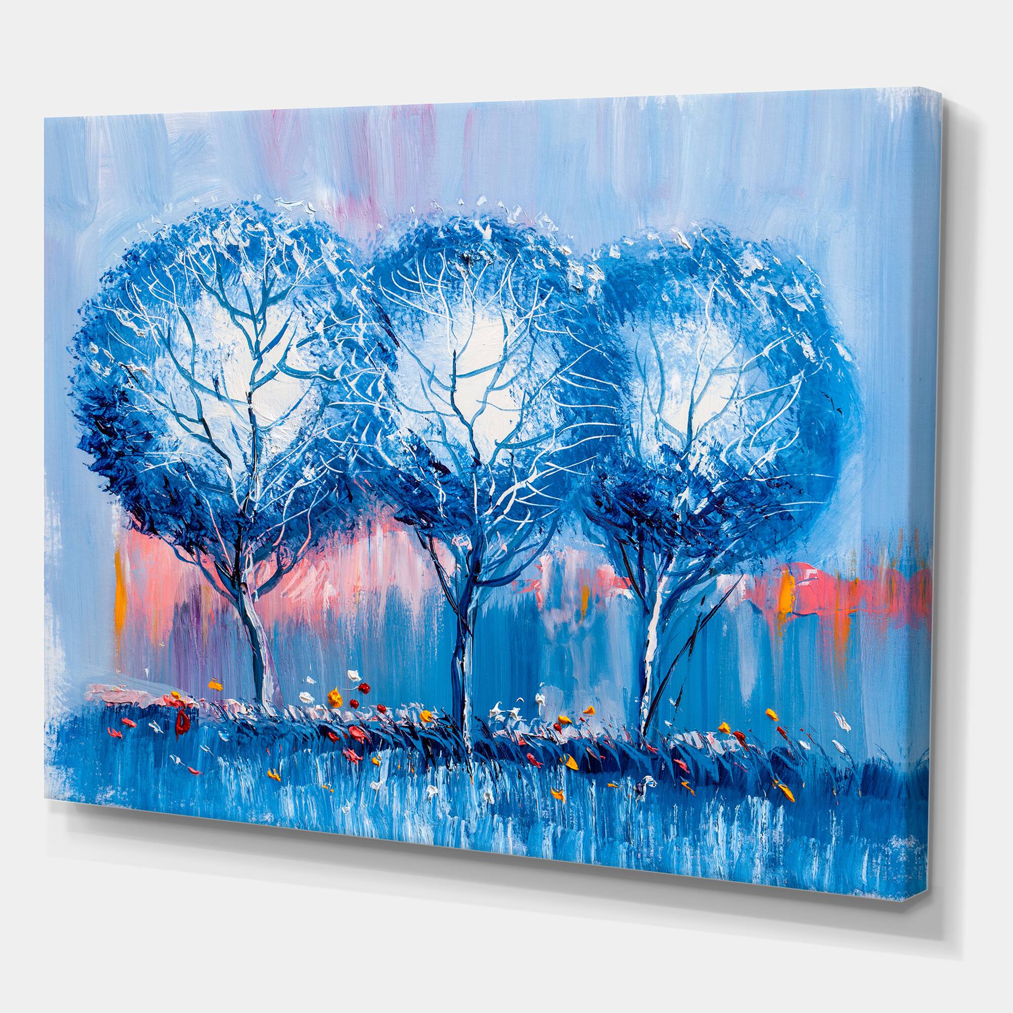 Designart - Colourful Trees Impressionist Landscape III - Modern Canvas Wall Art Print