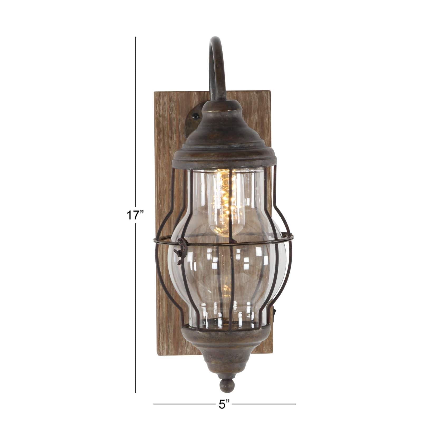 17&#x22; Brown Iron Industrial LED Wall Sconce