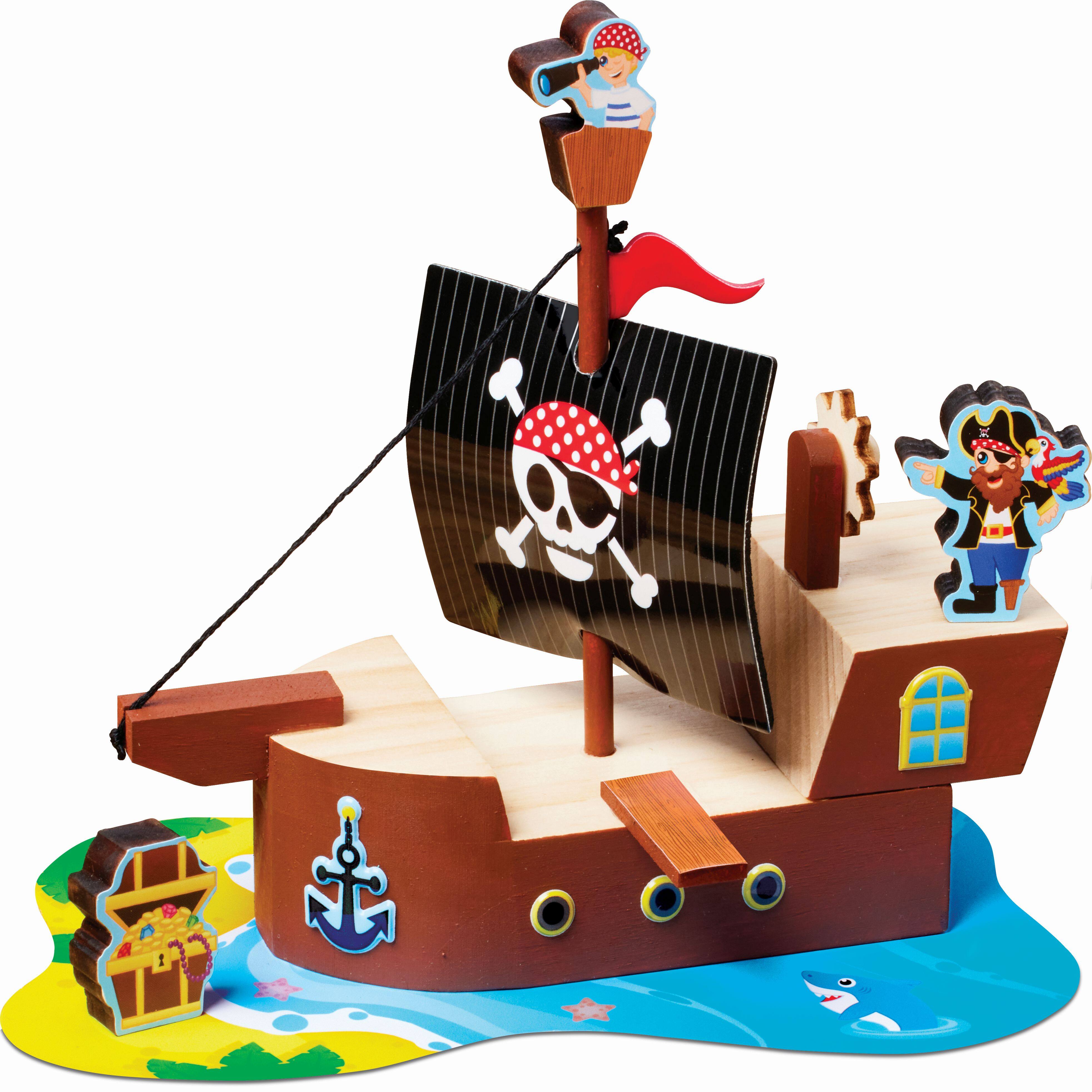 Creativity for Kids&#xAE; Buildeez!&#x2122; The Sea Skull Pirate Ship Wooden Model Set