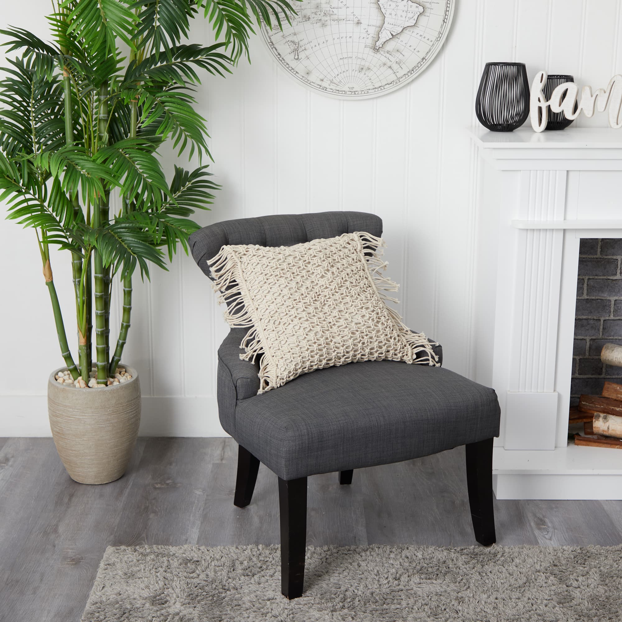 18" Bohemian Fringed Woven Macramé Pillow Cover