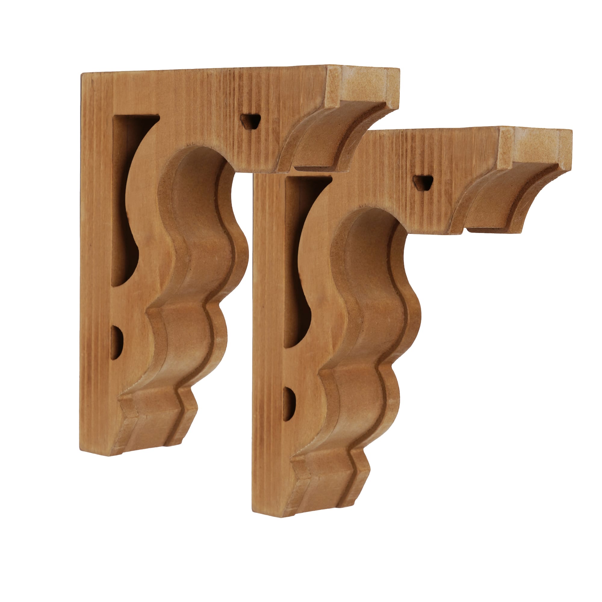 Natural Distressed Antique Wood Corbel Wall Shelf Brackets (Set of 2)