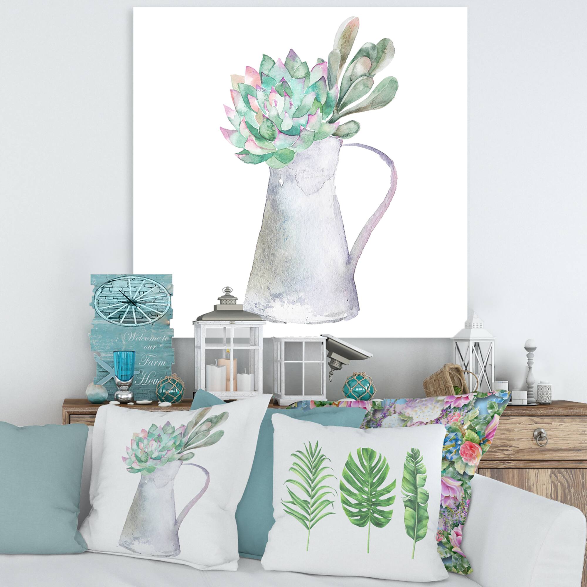 Designart - Succulent Home Plant - Traditional Canvas Wall Art Print