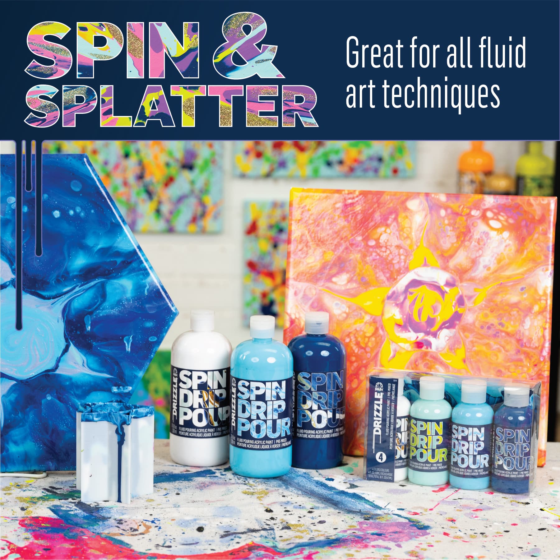 6 Packs: 4 ct. (24 total) FolkArt&#xAE; Drizzle&#x2122; Surf&#x27;s Up Fluid Pouring Acrylic Paints