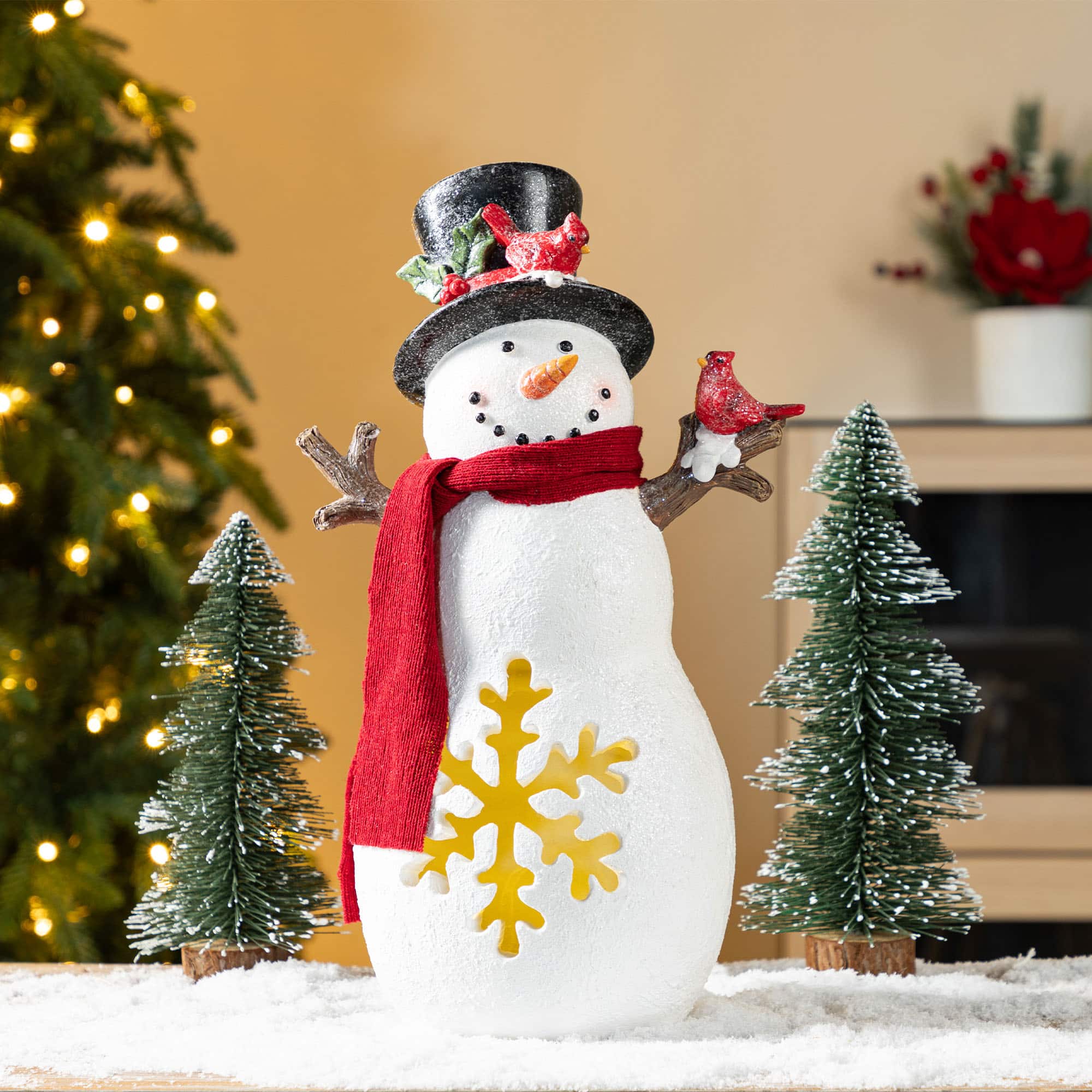Glitzhome&#xAE; 15&#x22; Christmas Lighted Resin Snowman Table Decor