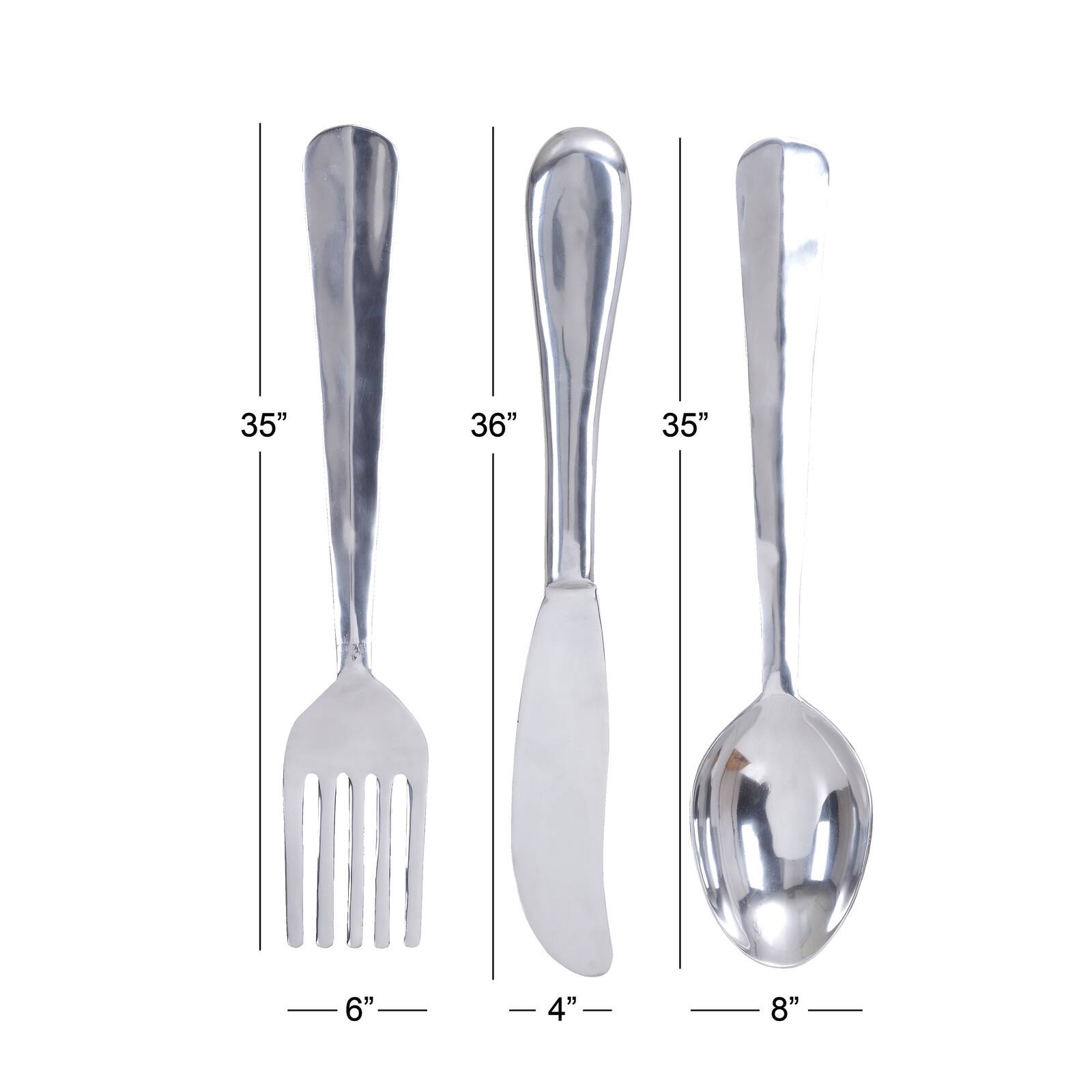 Silver Aluminum Utensil Wall Décor Set