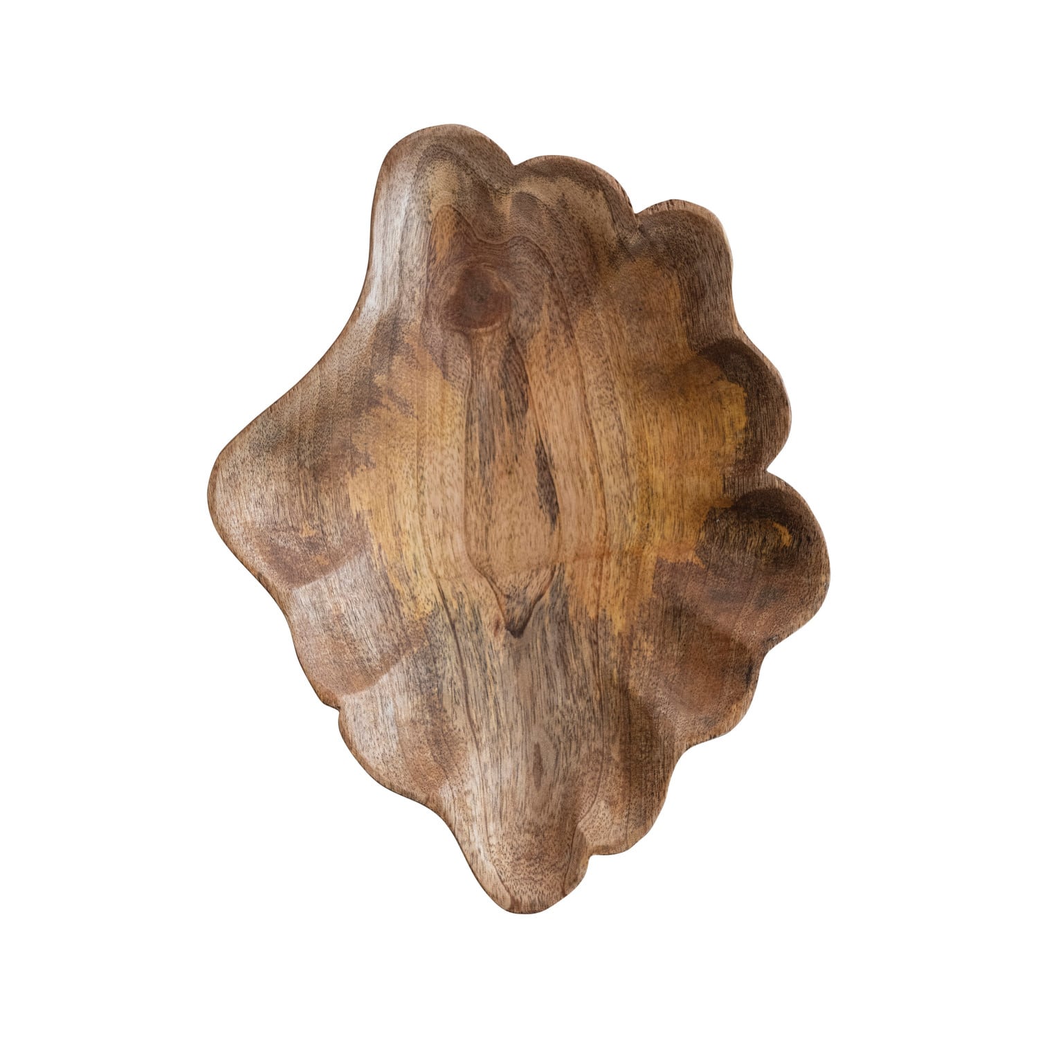 Hello Honey® 12.25" Natural Hand-Carved Scalloped Mango Wood Serving Platter