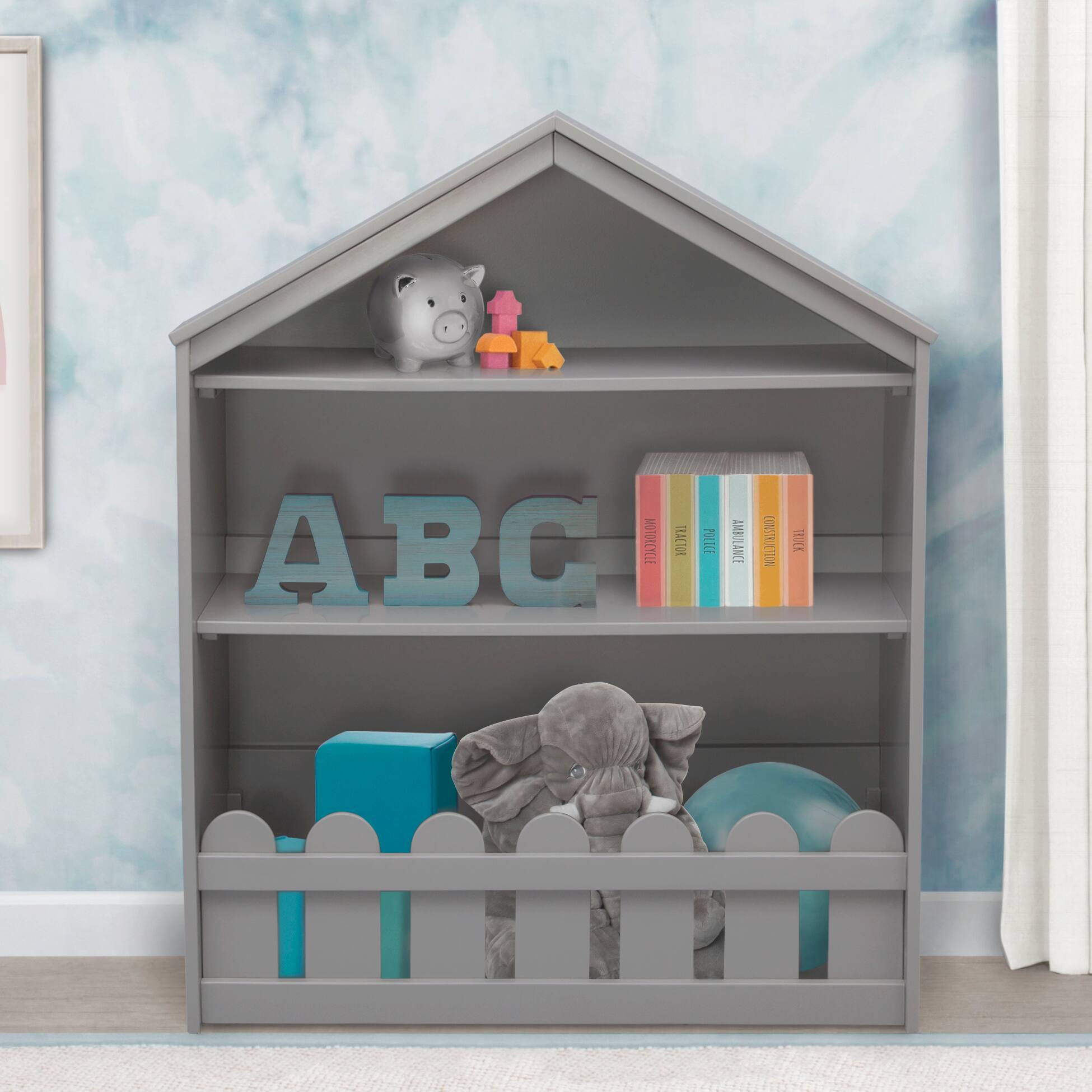 Delta Children Serta Gray Happy Home Storage Bookcase