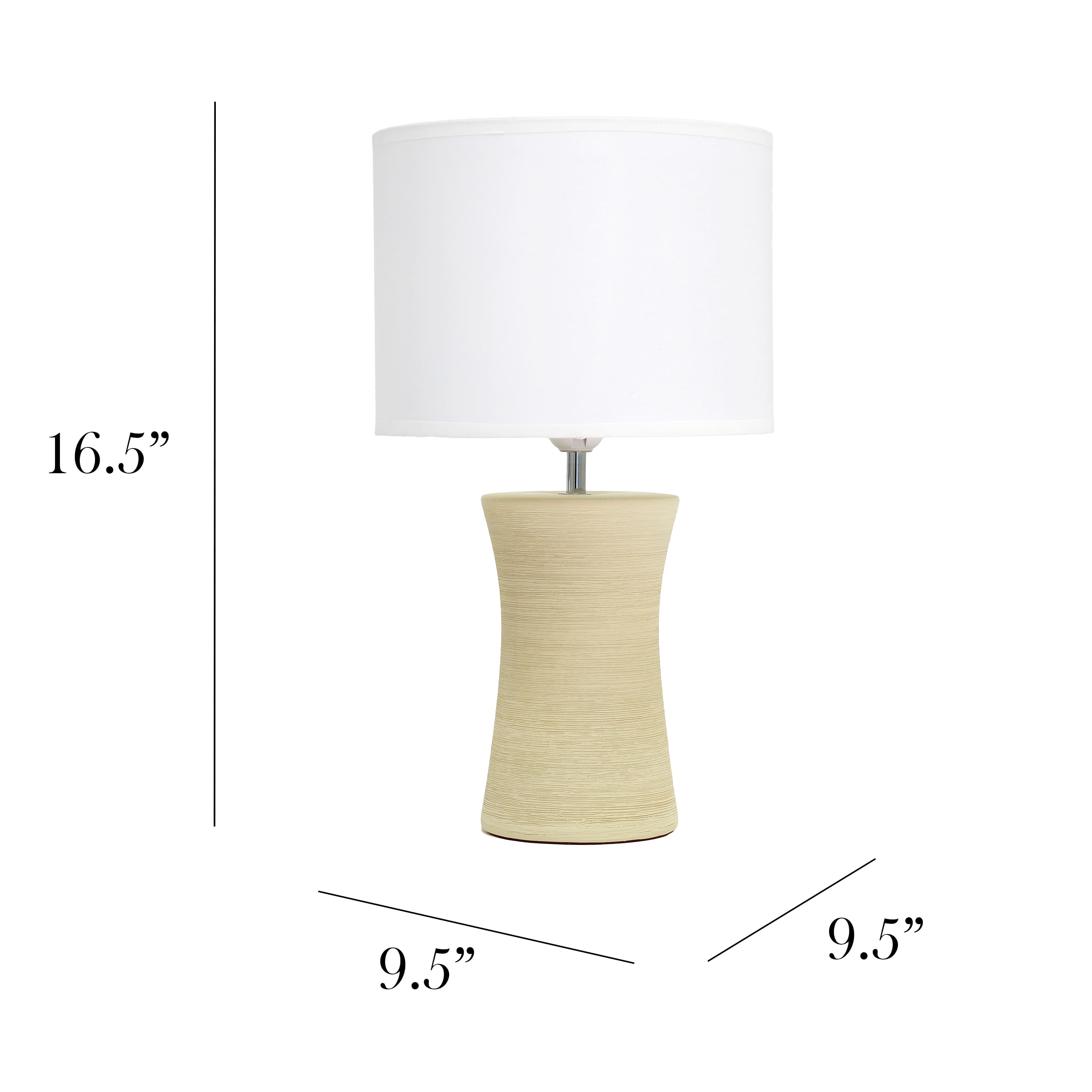 Simple Designs White Shade Ceramic Hourglass Table Lamp