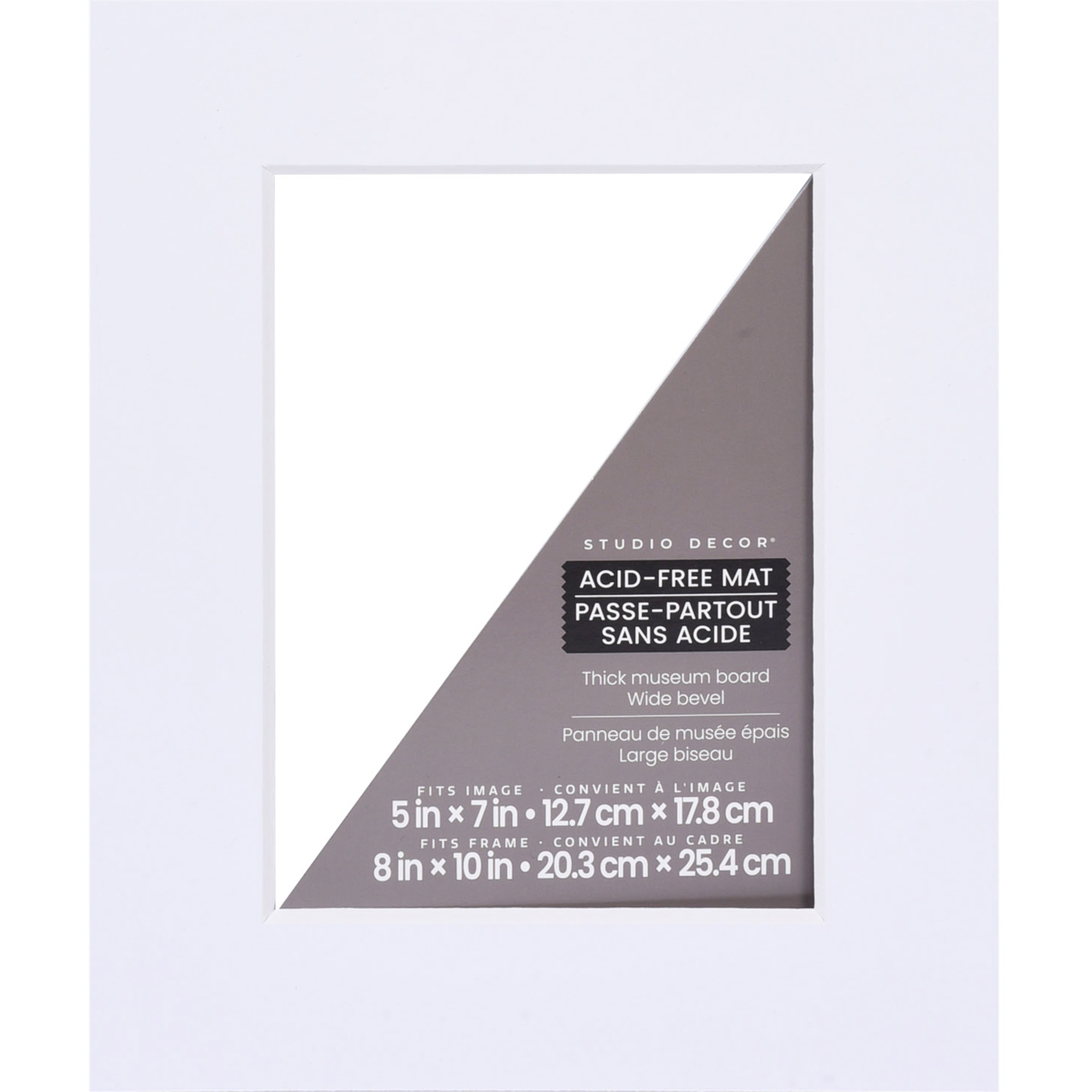 8&#x22; x 10&#x22; White Museum Wide Bevel Mat by Studio D&#xE9;cor&#xAE;, 5&#x22; x 7&#x22; Opening Size