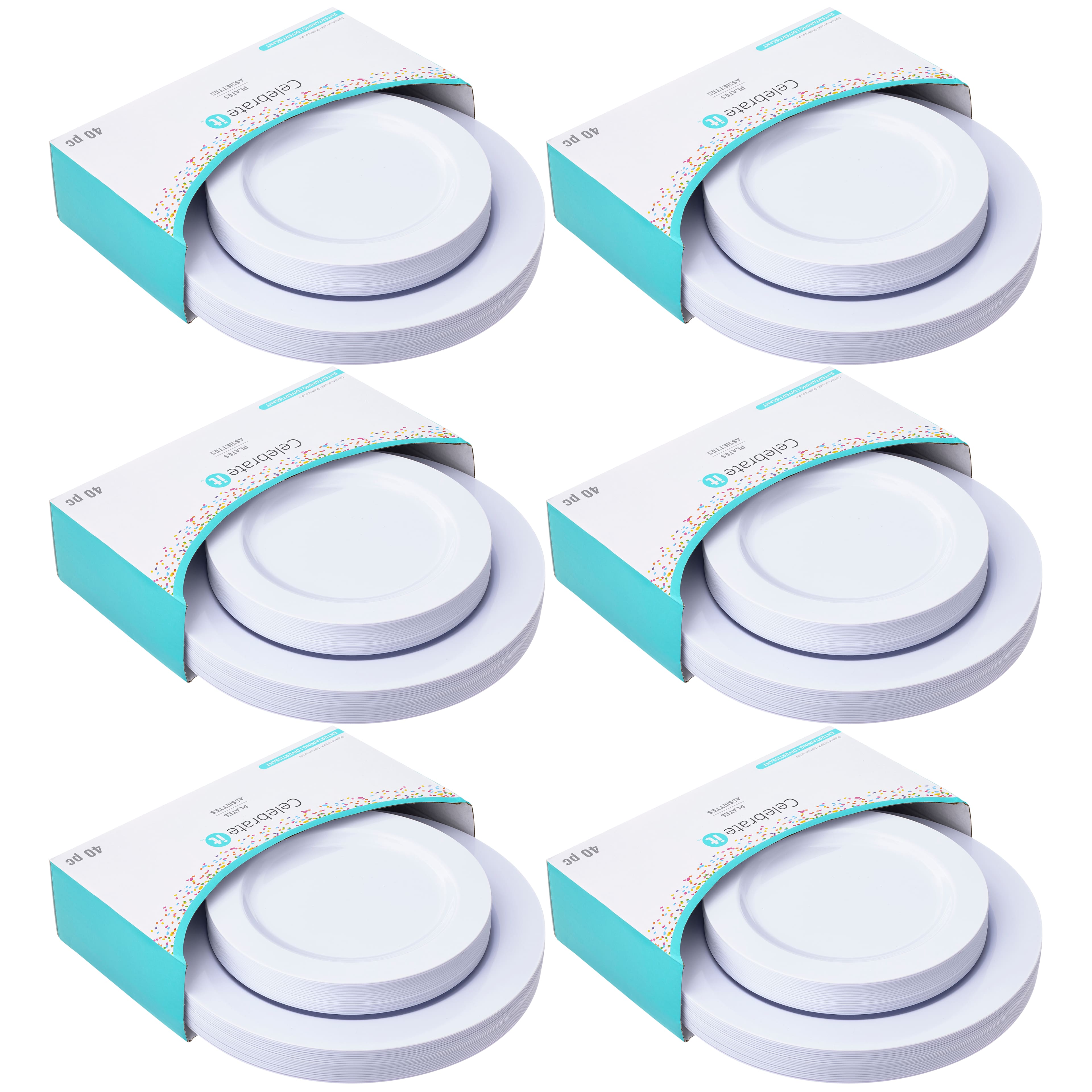 6 Packs: 40 ct. (240 total) Plastic Dinner & Lunch Plate Set by Celebrate It™