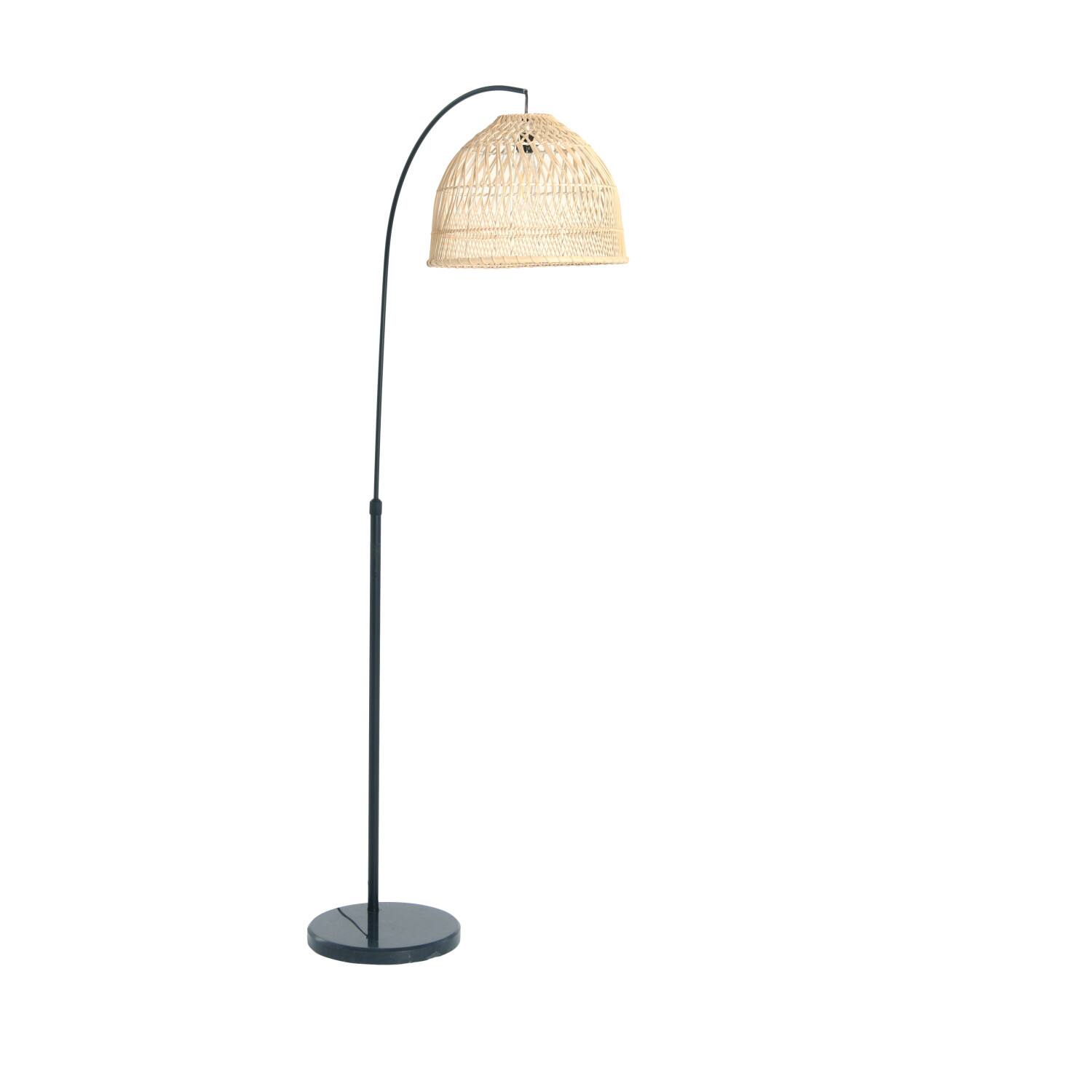 Hello Honey® Modern Boho Floor Lamp with Marble Base & Rattan Shade