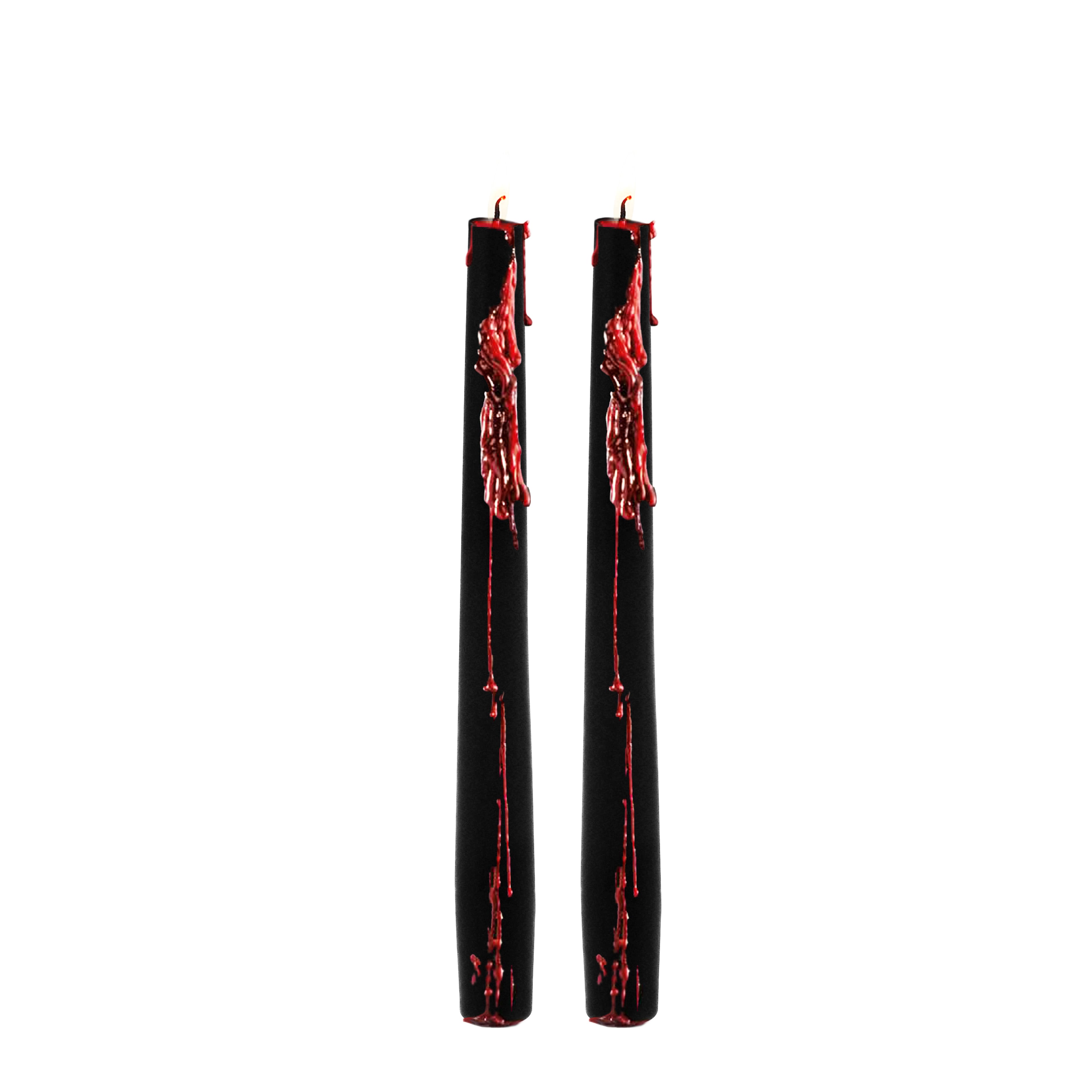 10&#x22; Black &#x26; Red Bleeding Taper Candles, 2ct. by Ashland&#xAE;