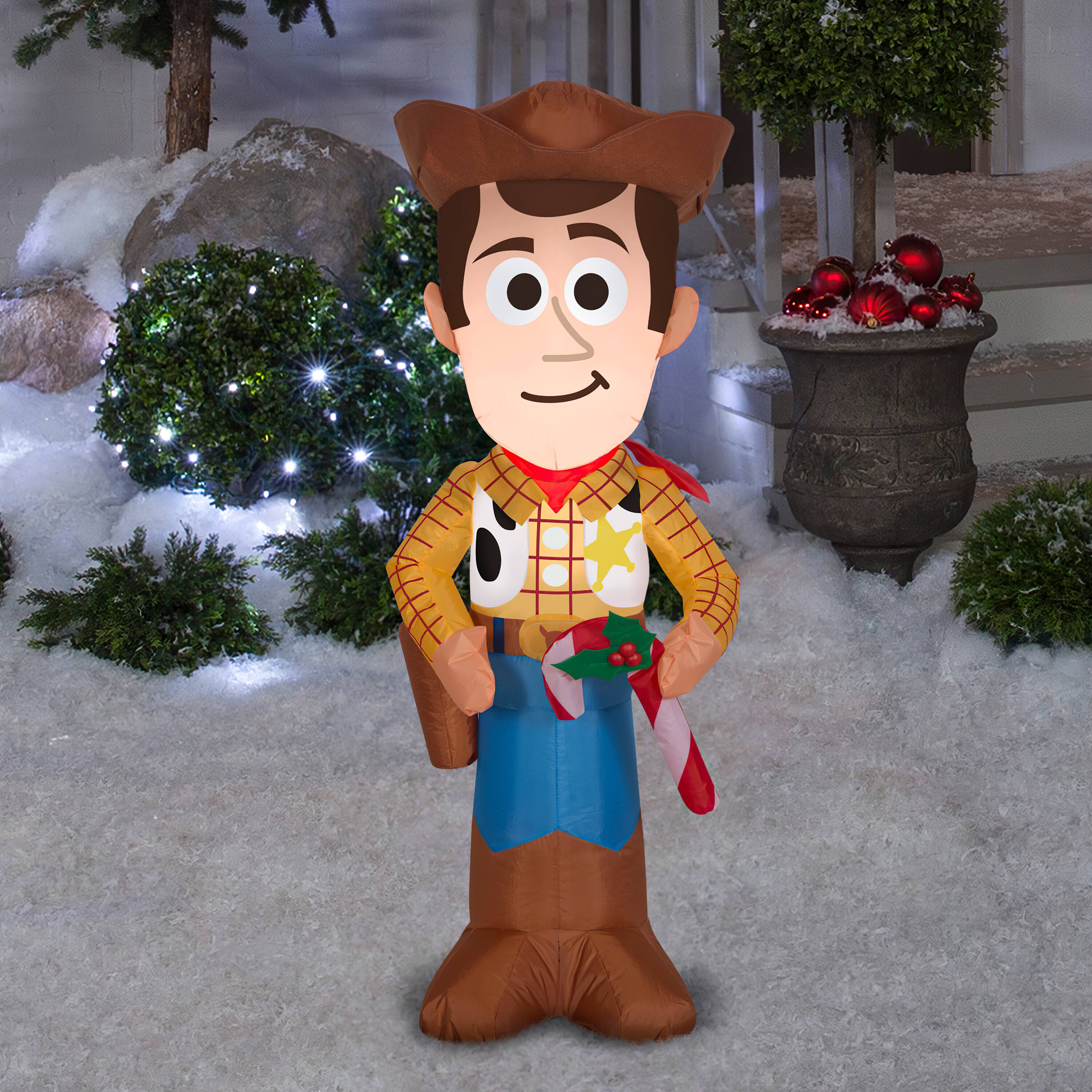 3.5ft. Airblown&#xAE; Inflatable Stylized Woody with Candy Cane