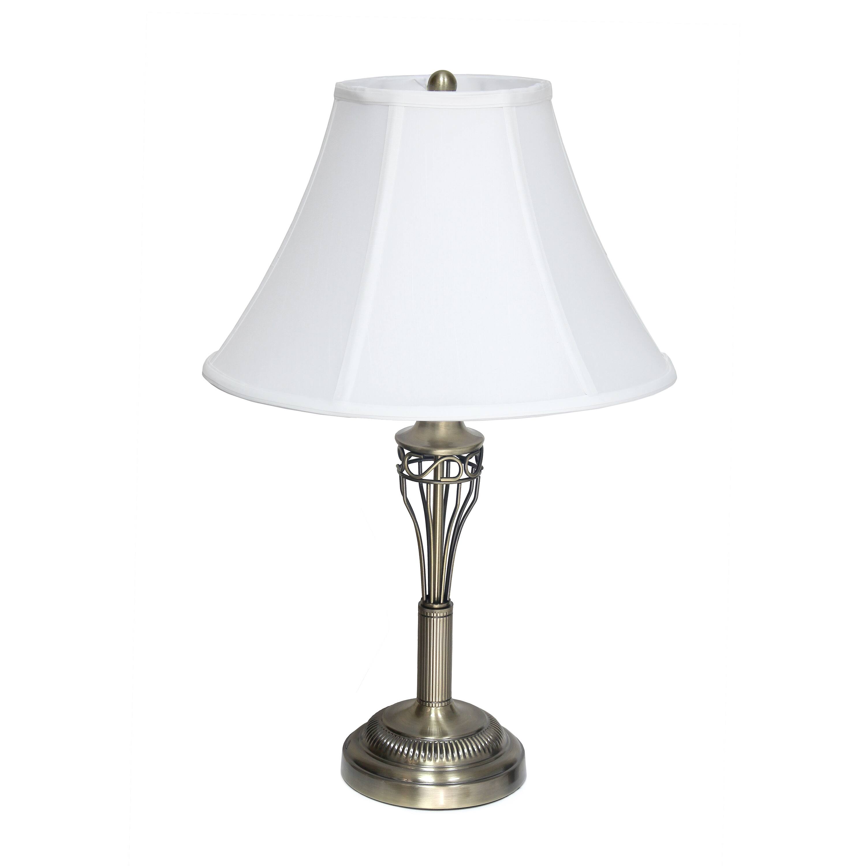 Lalia Home Antique Brass Table and Floor Lamp Set