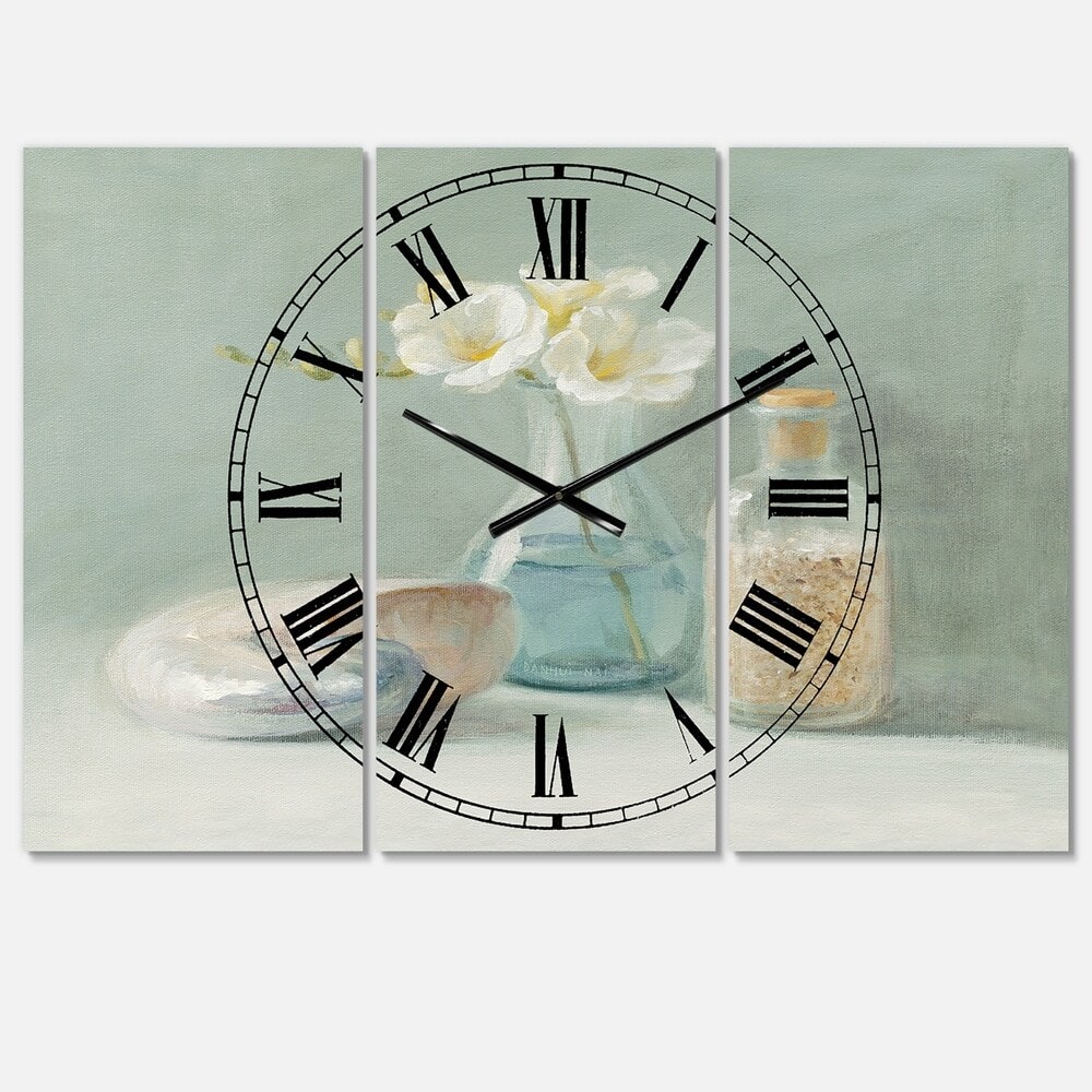 Designart Pastel Bath Farmhouse 3 Panel Wall Clock