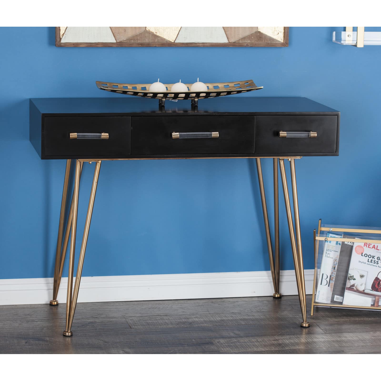 3.5ft. Black Modern Wood Console Table