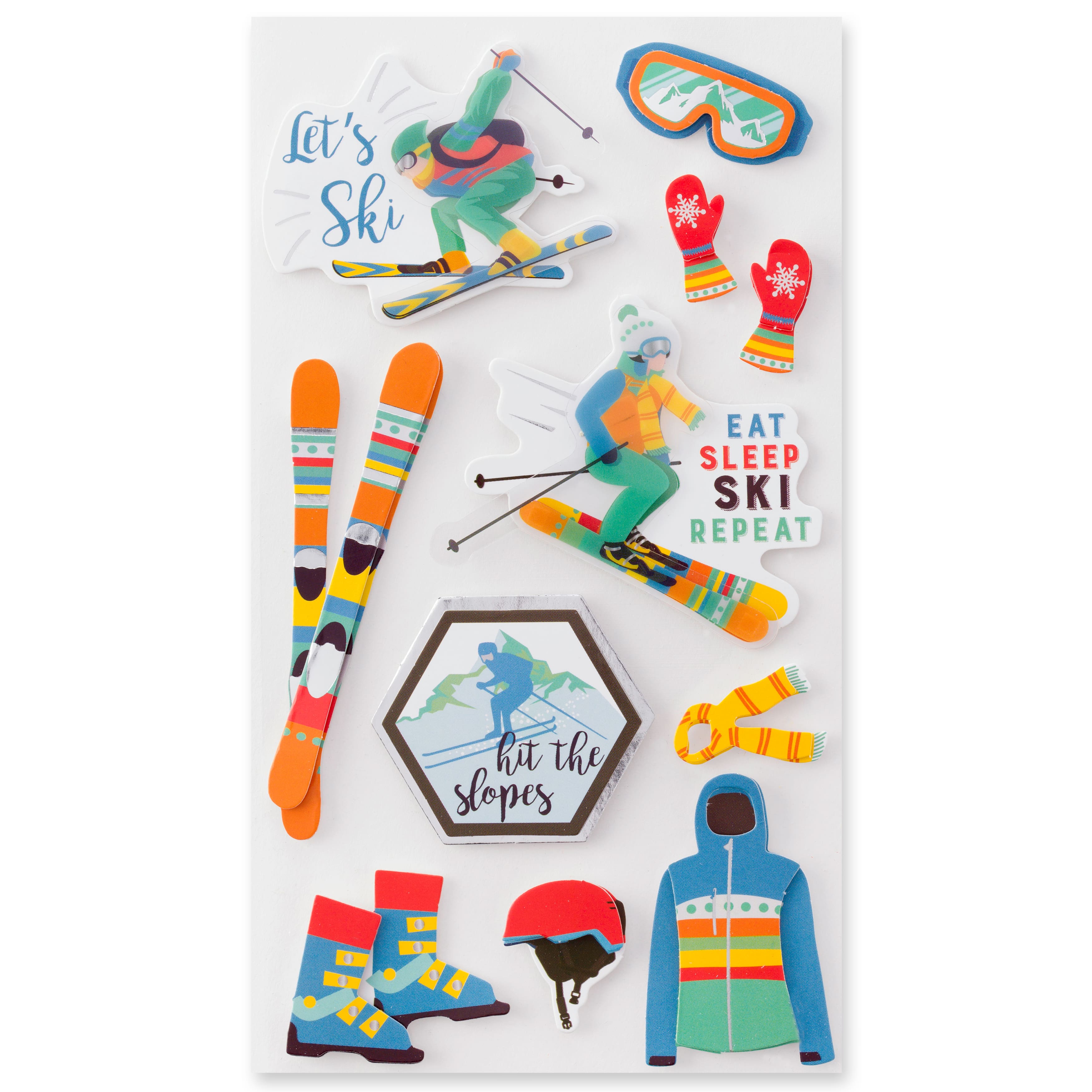 12 Pack: Let&#x27;s Ski Stickers by Recollections&#x2122;