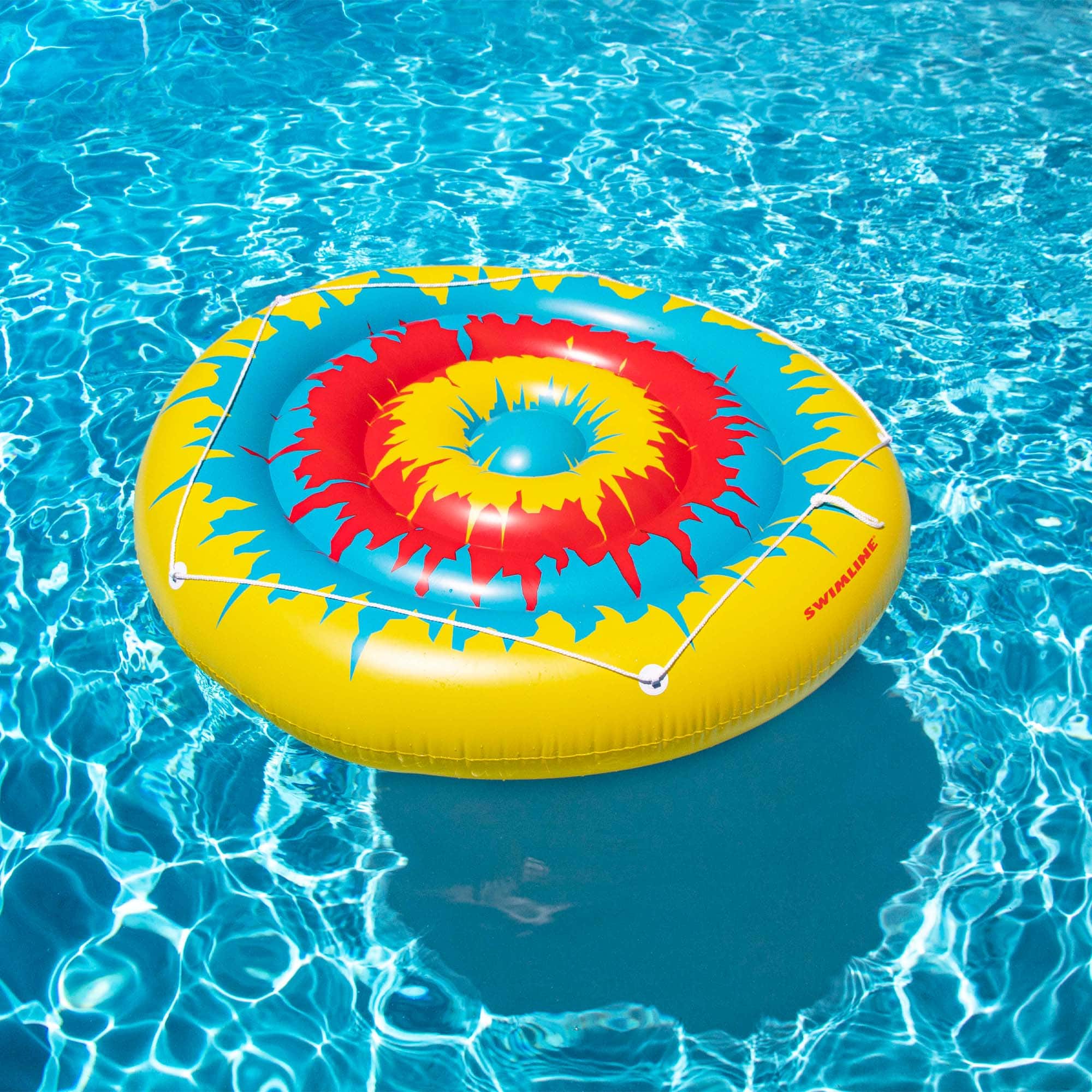 72&#x22; Multicolor Tie Dye Inflatable Circular Swimming Pool Float