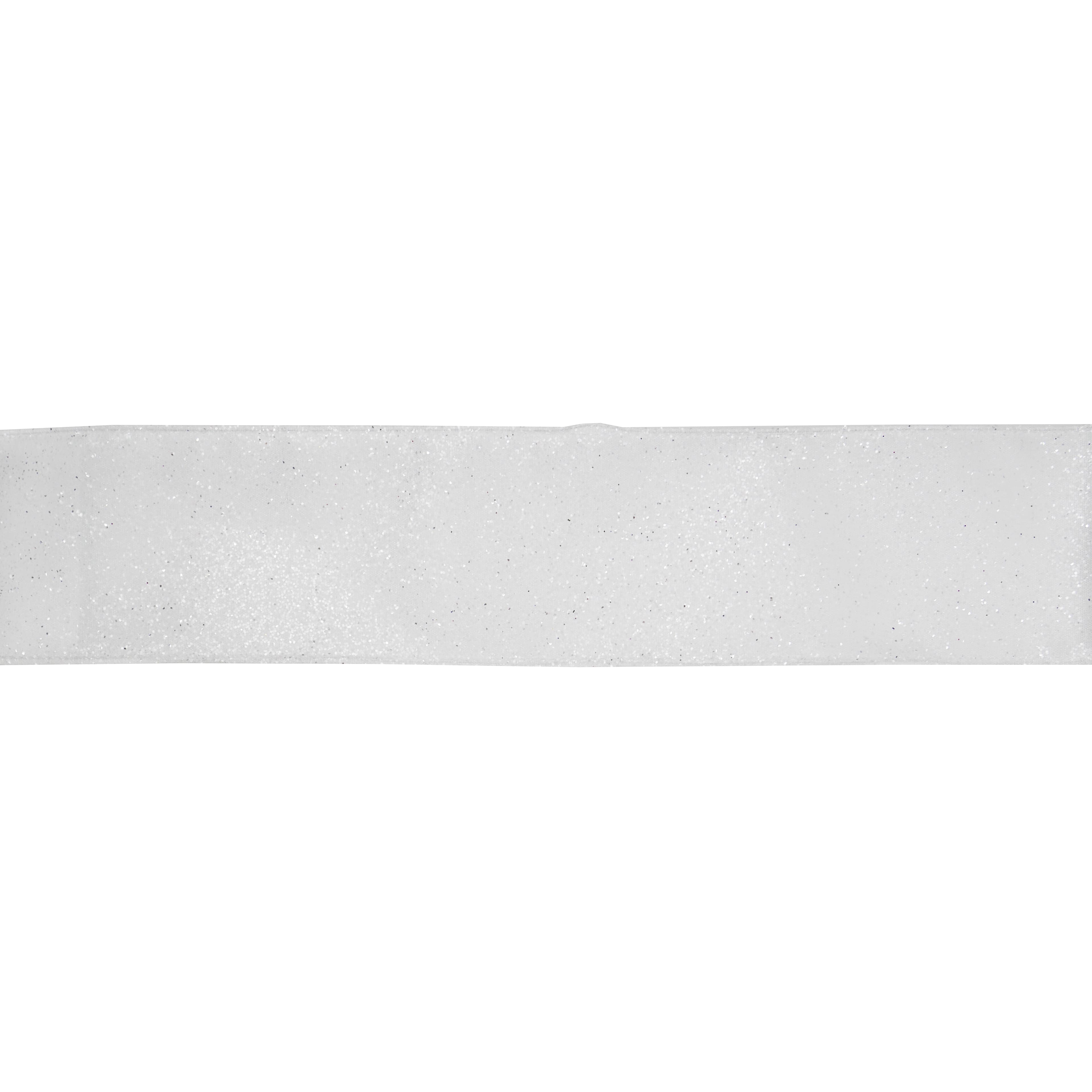 2.5&#x22; x 20ft. White Glitter Taffeta Wired Ribbon by Celebrate It&#xAE;