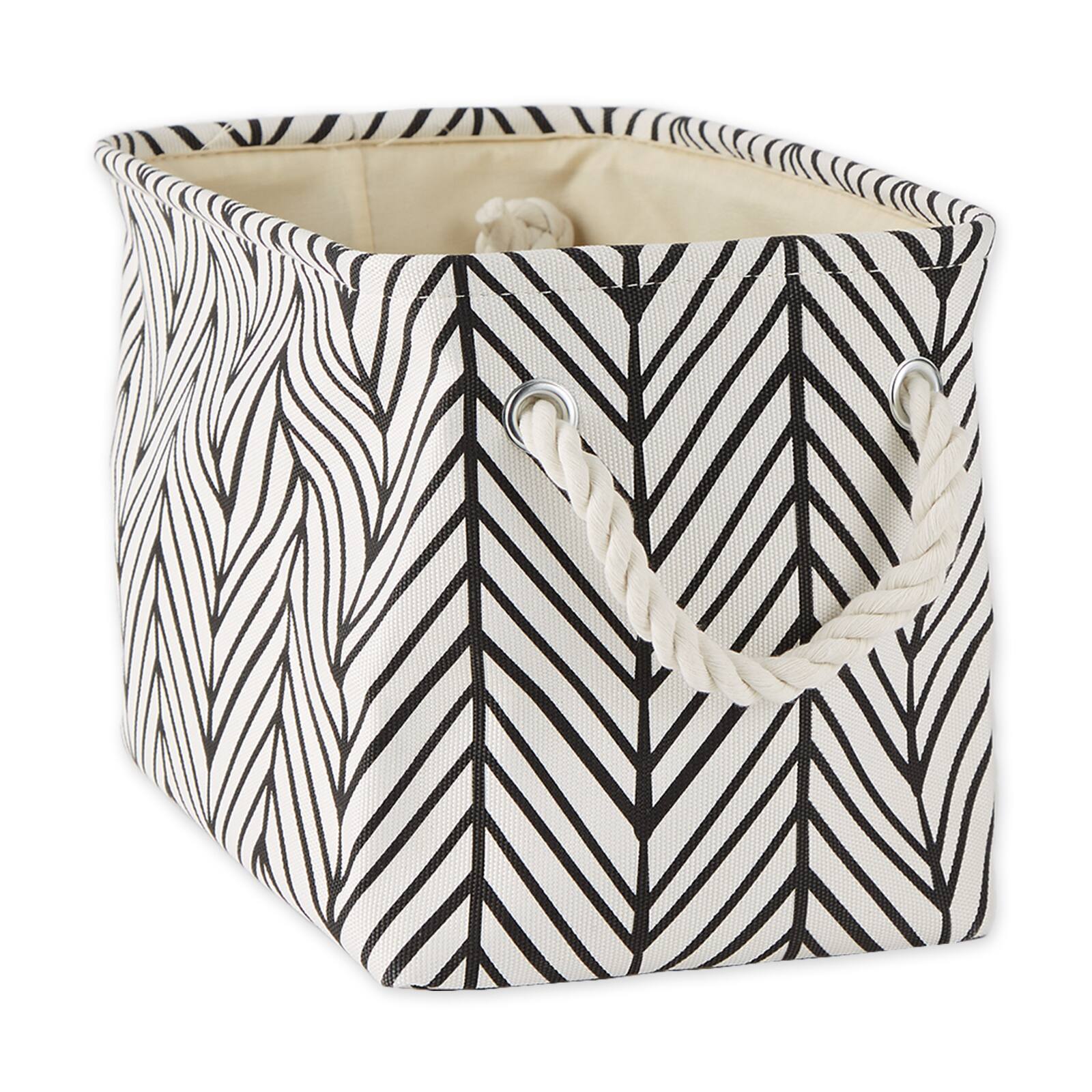 DII&#xAE; Small Off-White Herringbone Rectangle Fabric Bin