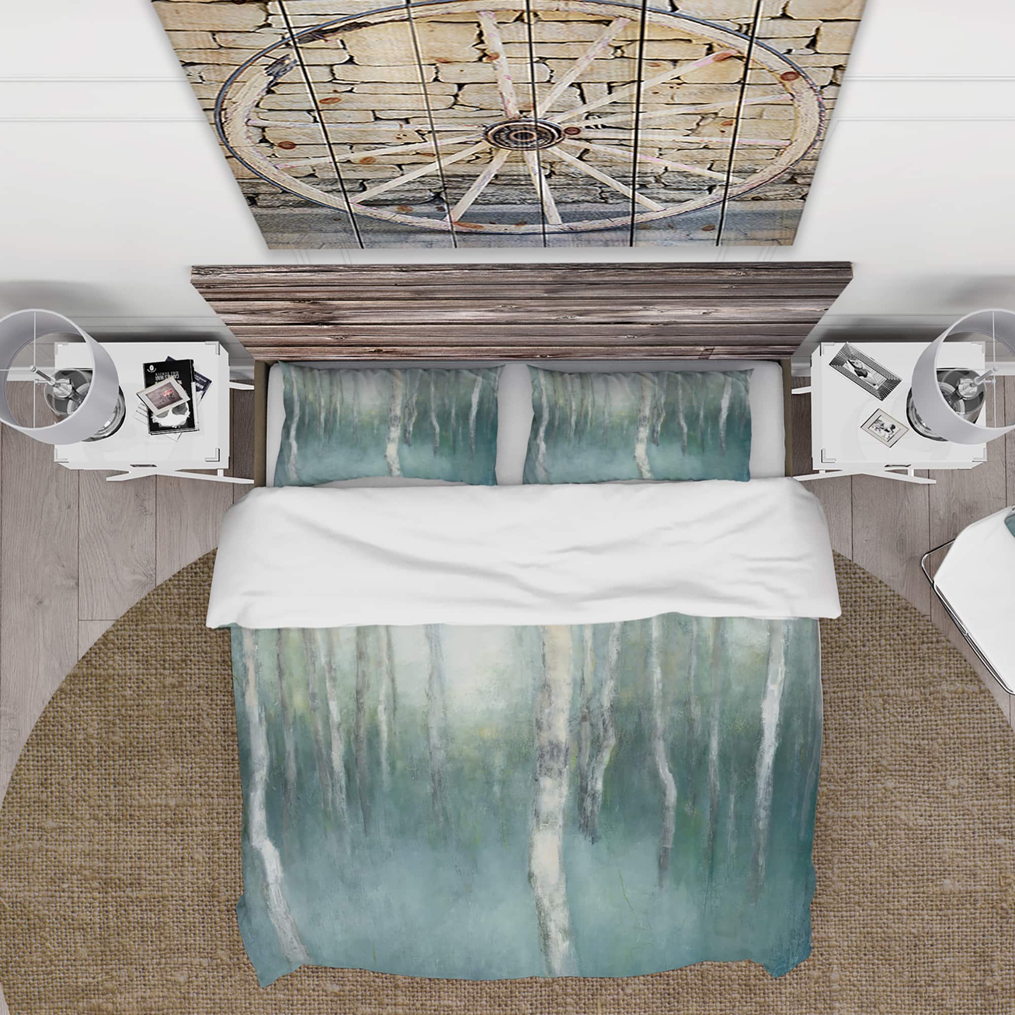 Designart &#x27;Green Forest Dream&#x27; Cottage Bedding Set - Duvet Cover &#x26; Shams