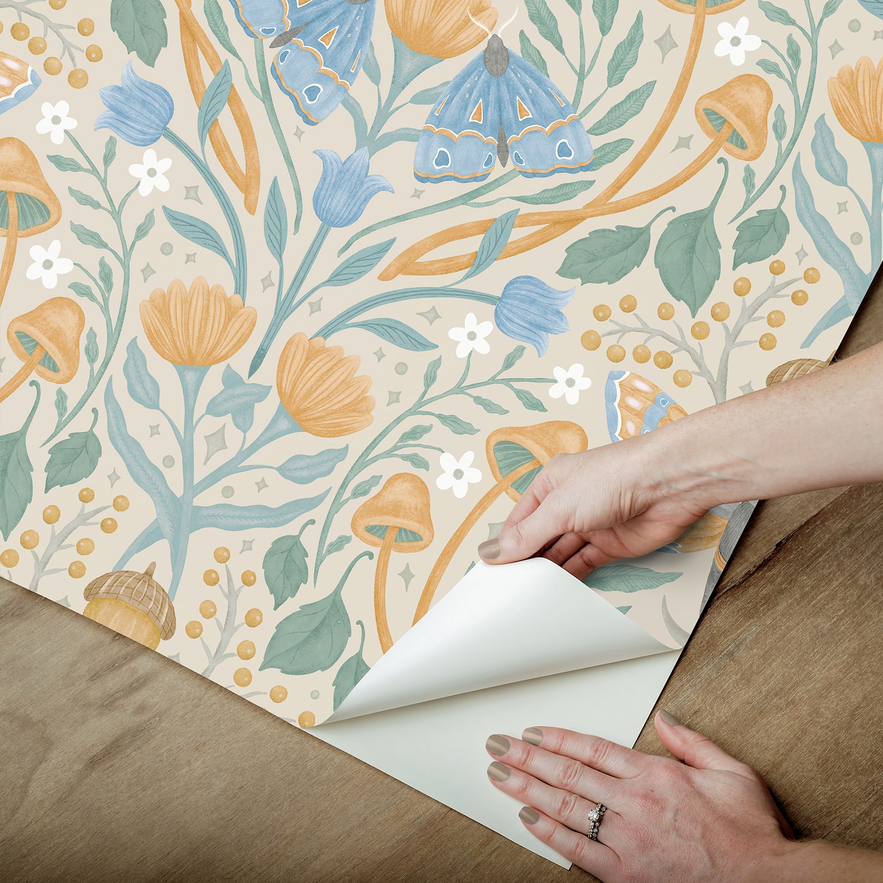 RoomMates Enchanted Forest Damask Peel & Stick Wallpaper