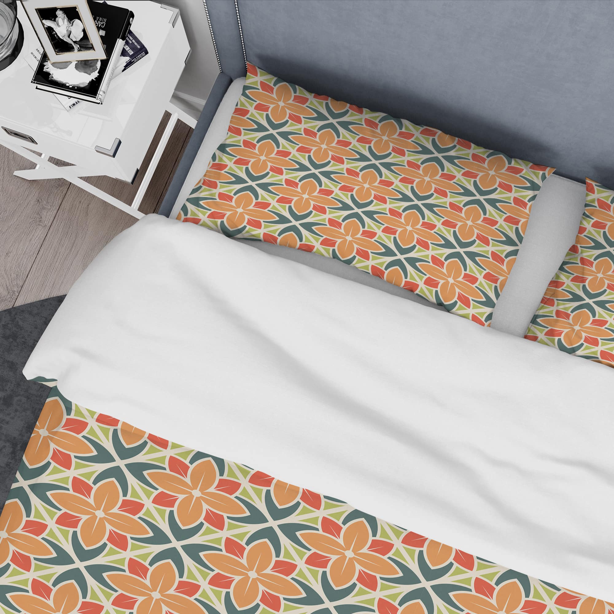 Designart &#x27;Retro Floral Pattern IV&#x27; Mid-Century Duvet Cover Set