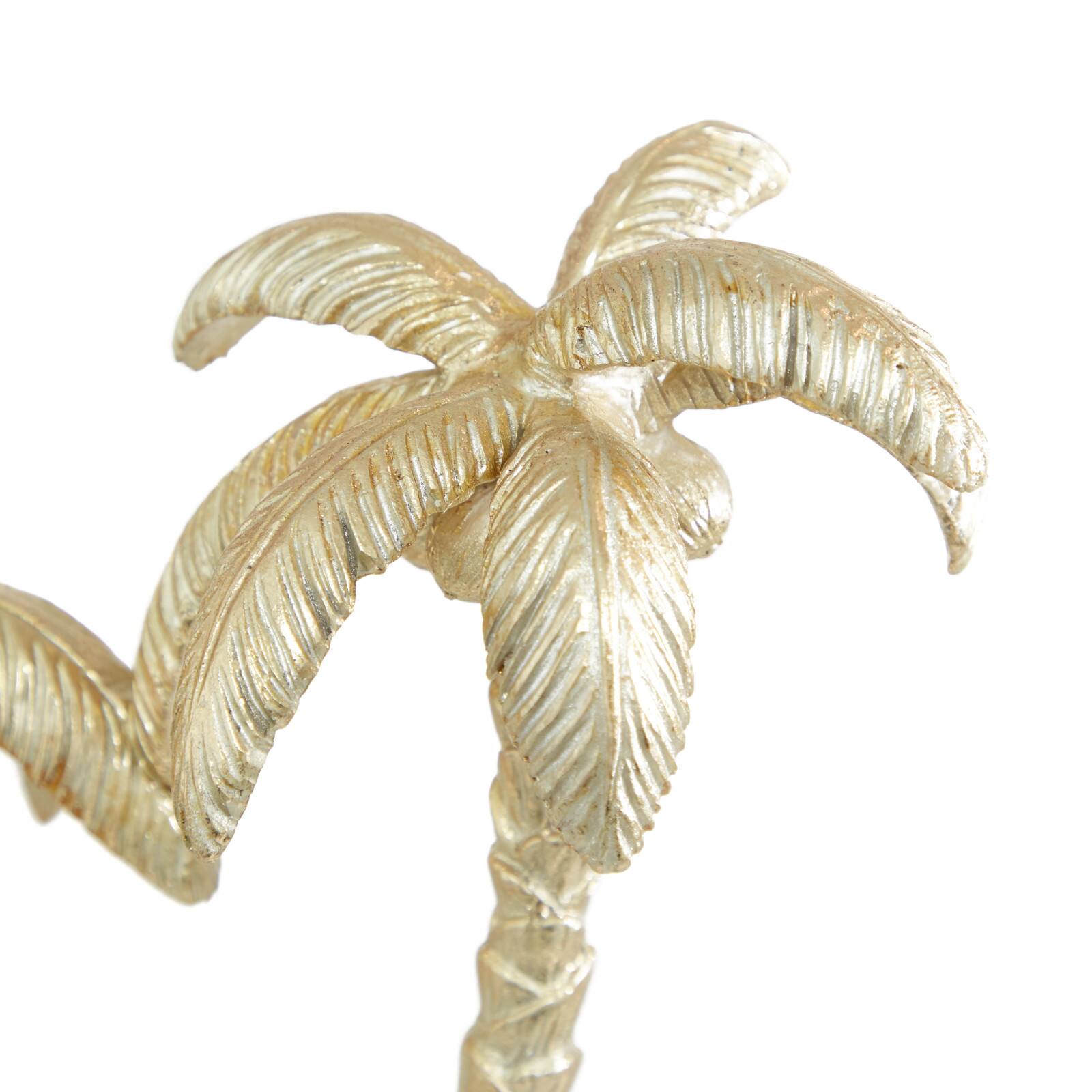 16&#x22; Gold Coastal Palm Tree Sculpture