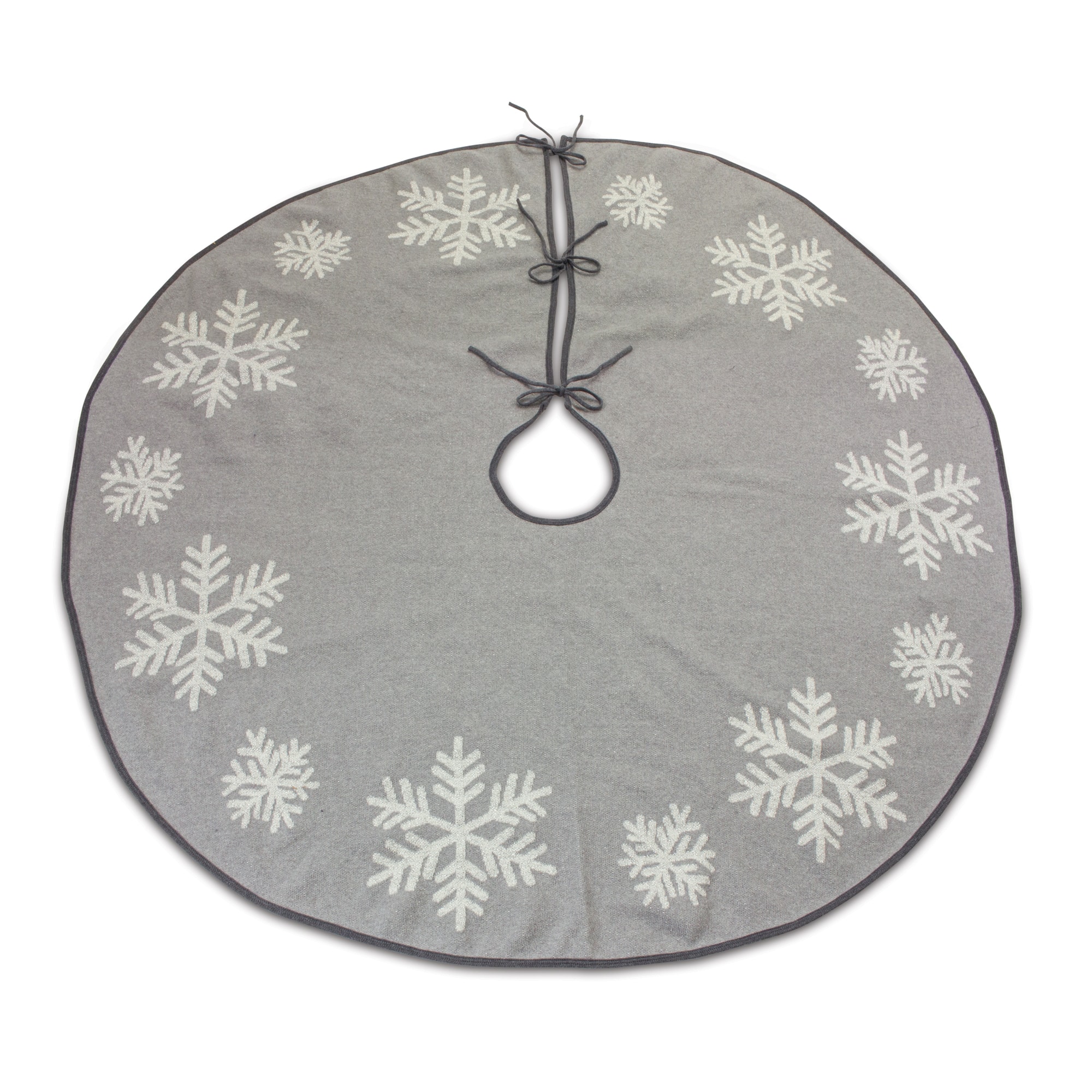 48" Gray Woven Christmas Tree Skirt Décor