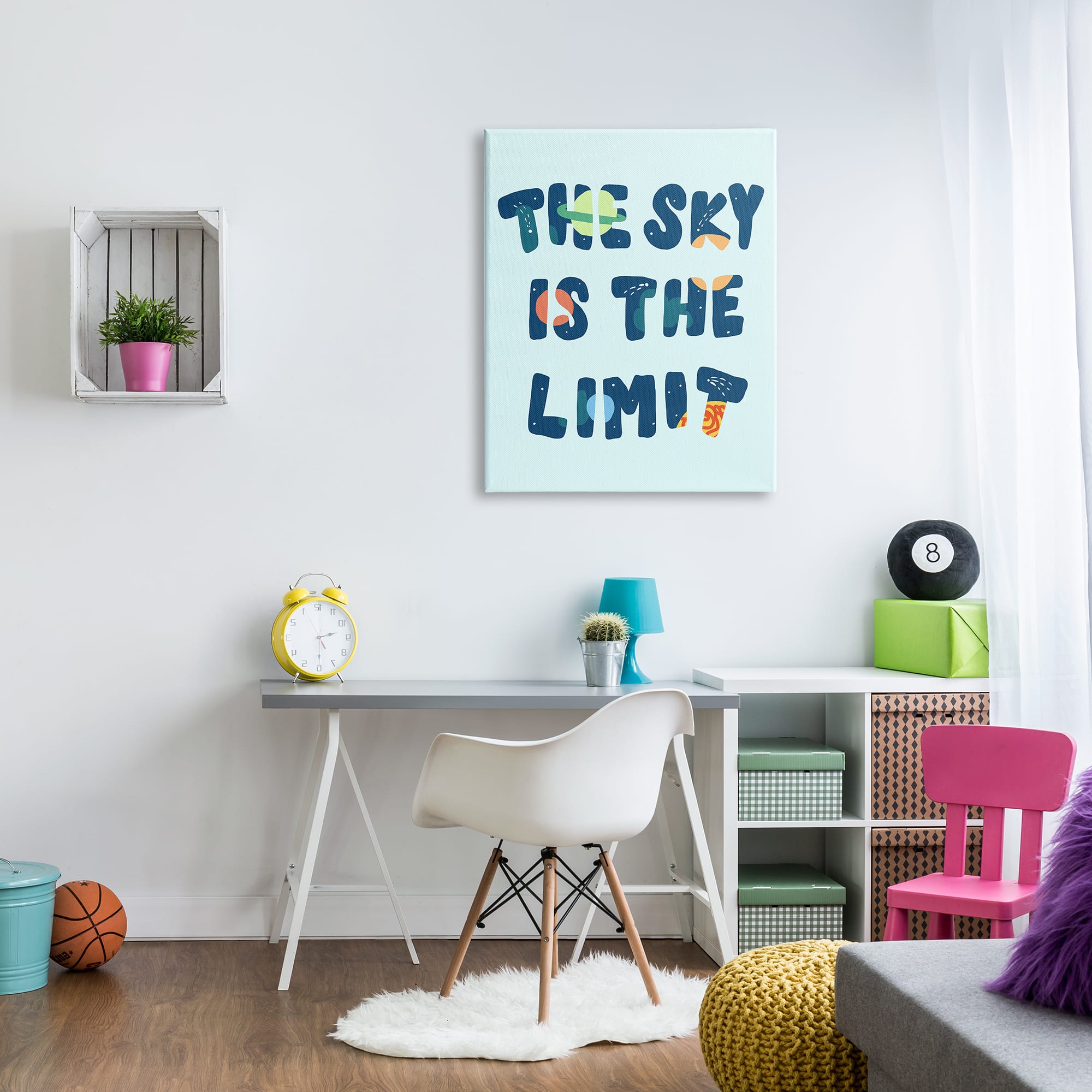 Stupell Industries Sky Is the Limit Quote Space Planet Typography Canvas Wall Art
