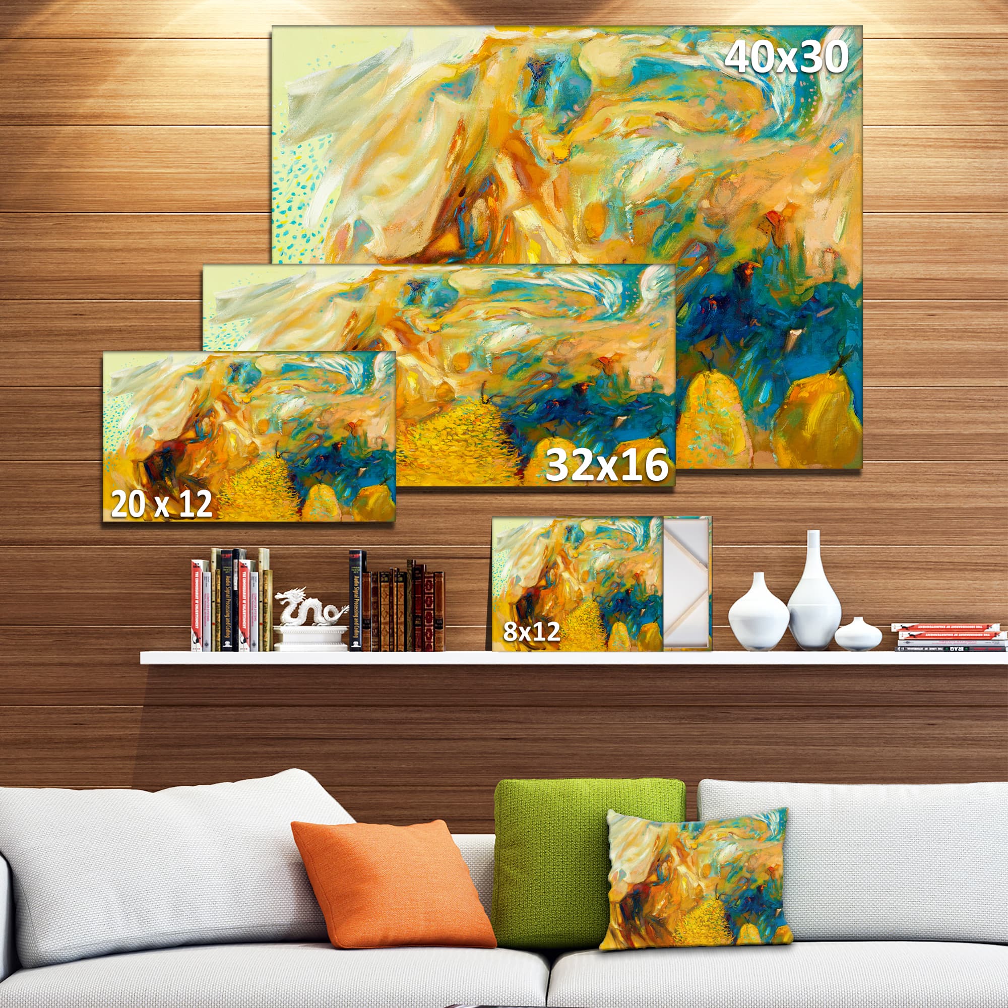 Designart - Abstract Yellow Collage - Large Abstract Canvas Print