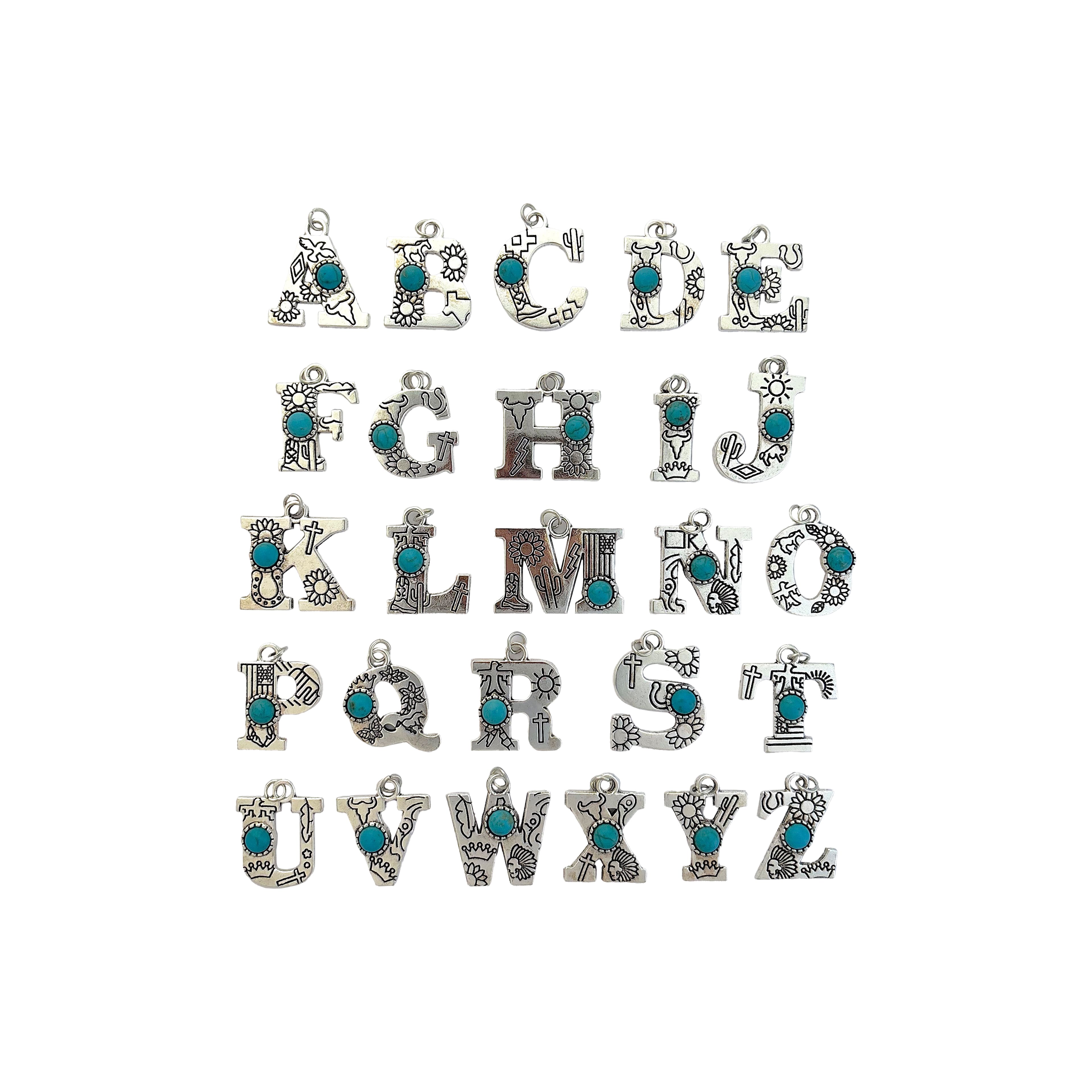 Blue Moon Studio&#x2122; Silver-Colored Western Alphabet Charm Set
