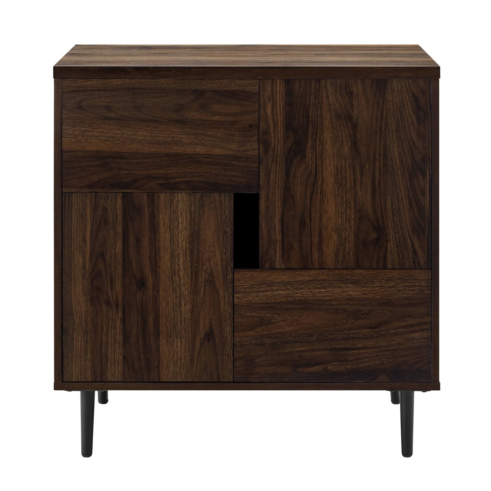 Walker Edison Dark Walnut/Navy Interior Modern Color Pop Accent Cabinet