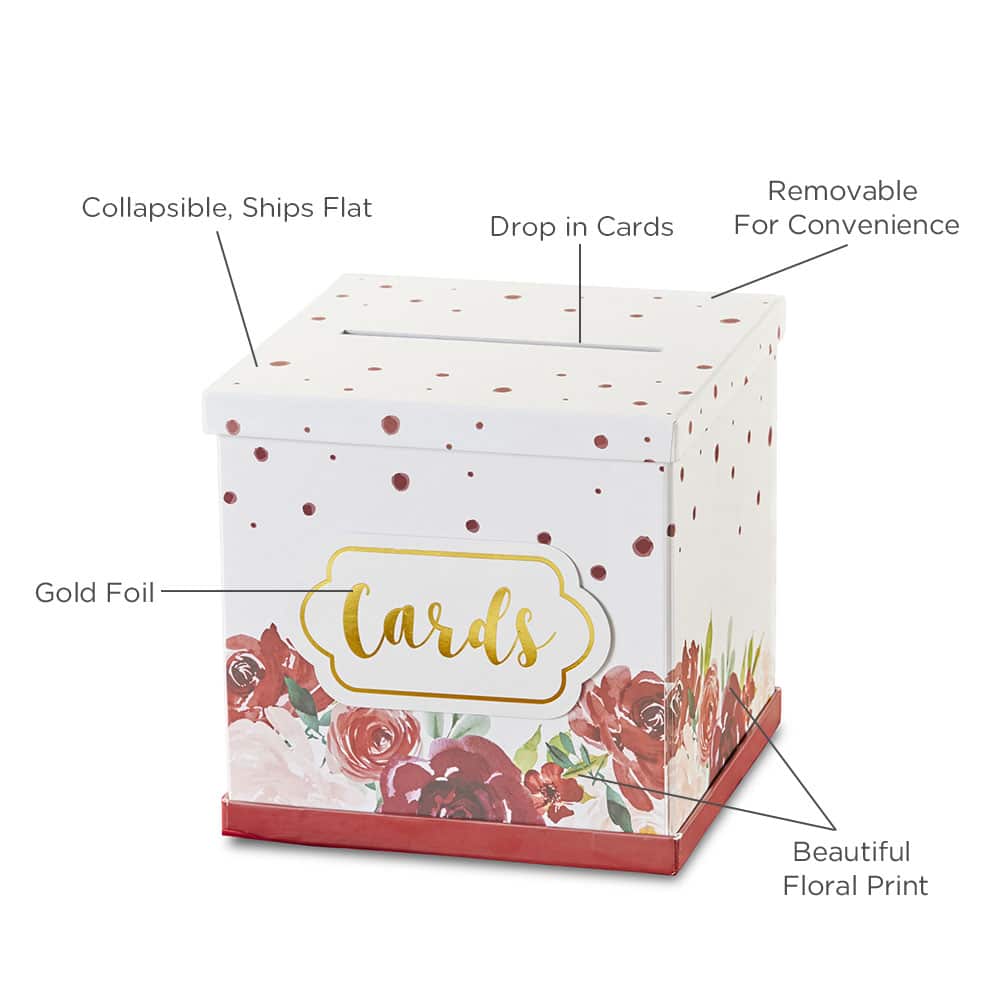 Kate Aspen&#xAE; Burgundy Blush Floral Collapsible Card Box