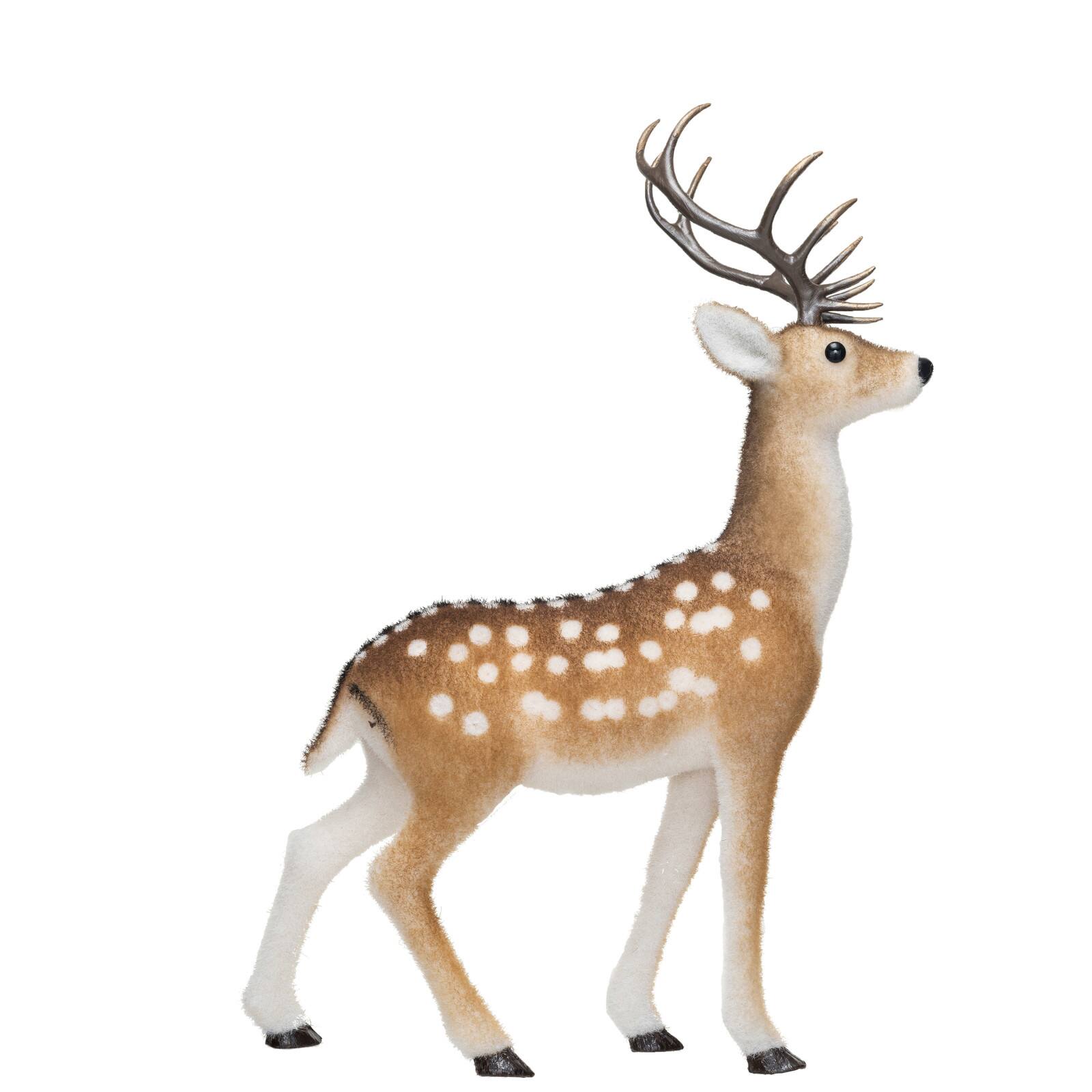 Hello Honey&#xAE; 22&#x22; Brown &#x26; White Flocked Foam Standing Deer with Antlers