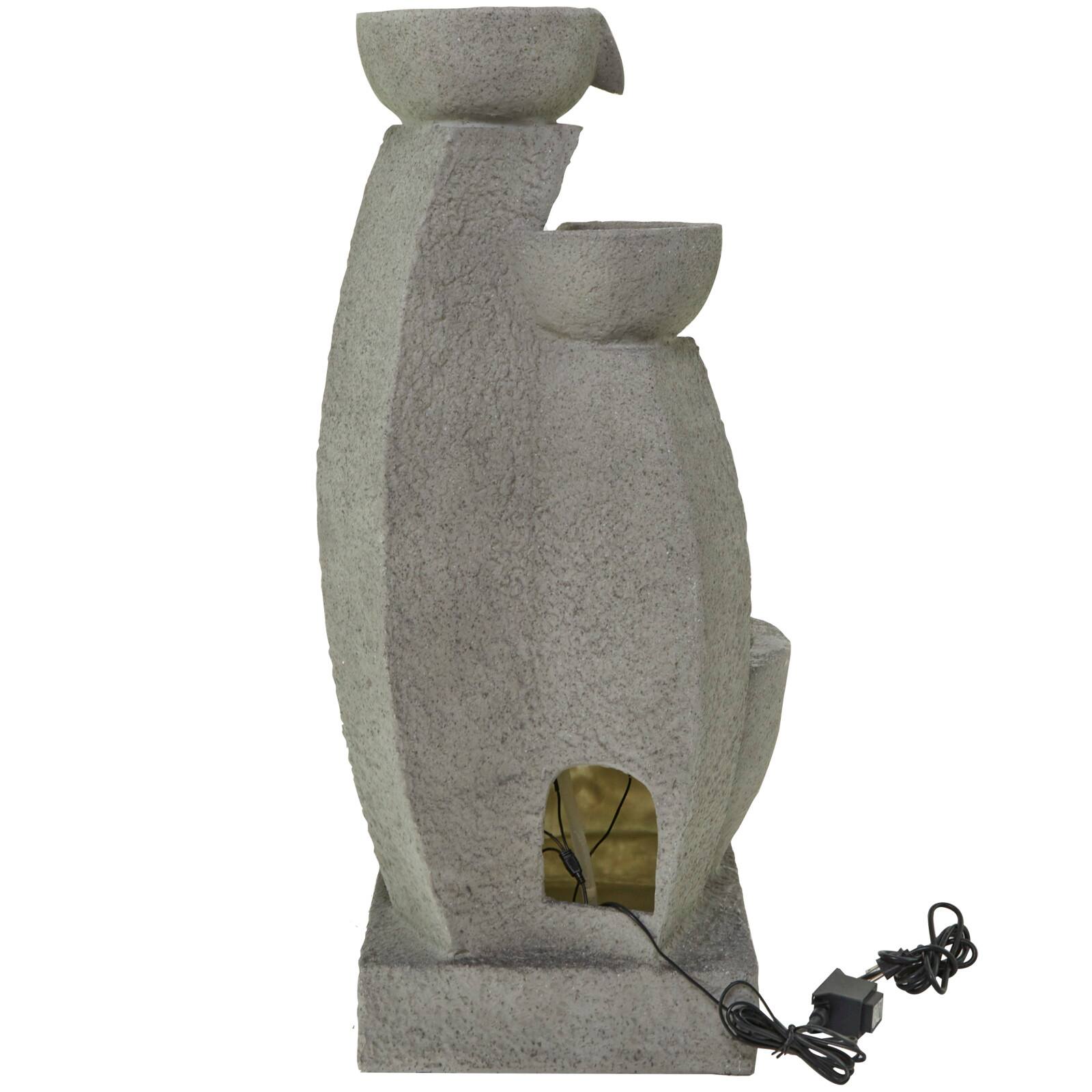 43.5&#x22; Gray Fiberglass 4-Tier Fountain with LED Light