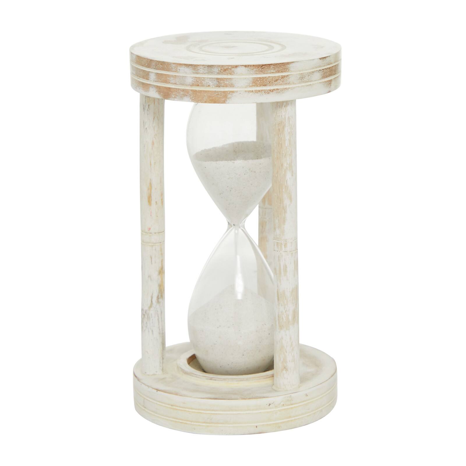 12&#x22; White Mango Wood Hourglass Timer