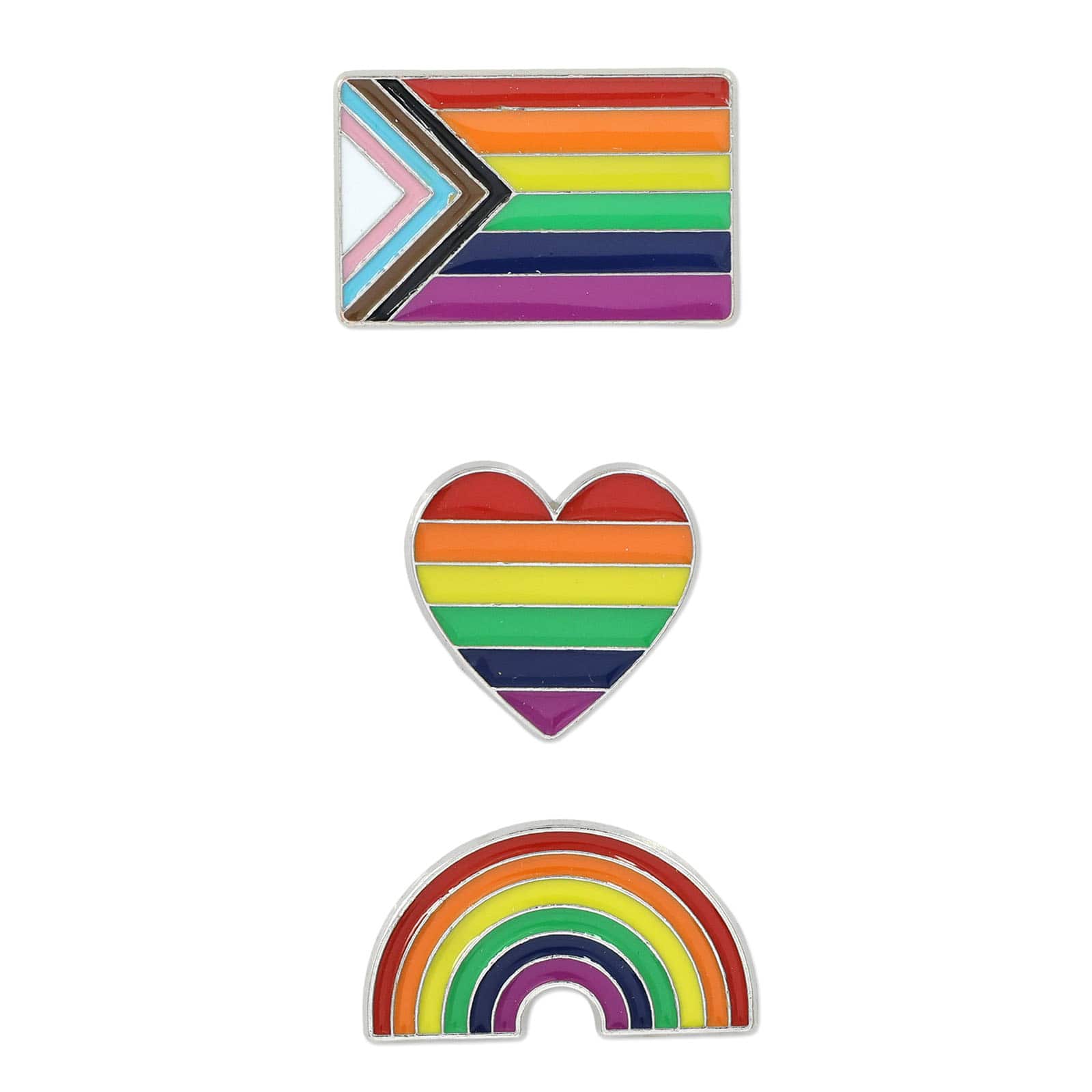 Pride Flag, Heart &#x26; Rainbow Enamel Pin Set by Celebrate It&#x2122;