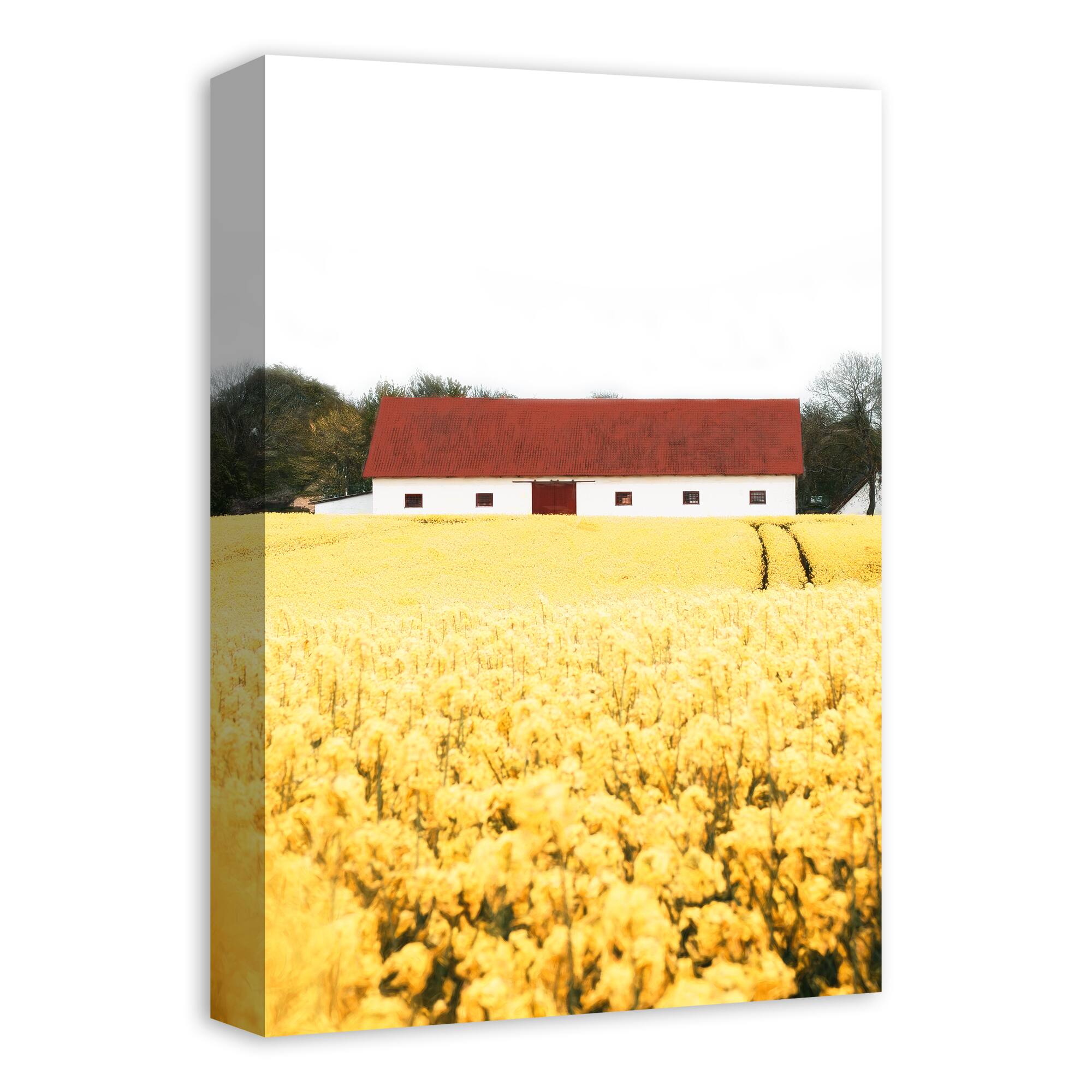 Painted Country Cottage 12" x 18" Canvas Wall Art